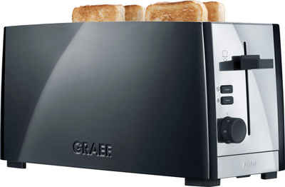 Graef Toaster TO 102, schwarz-matt, 2 lange Schlitze, für 4 Scheiben, 1380 W