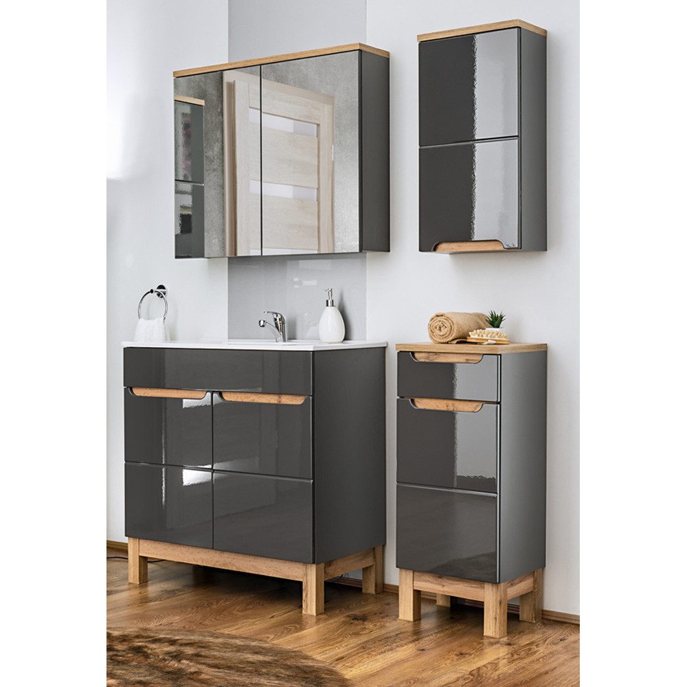 Lomadox Badmöbel-Set SOLNA-56, (Spar-Set, 5-St), grau günstig online kaufen