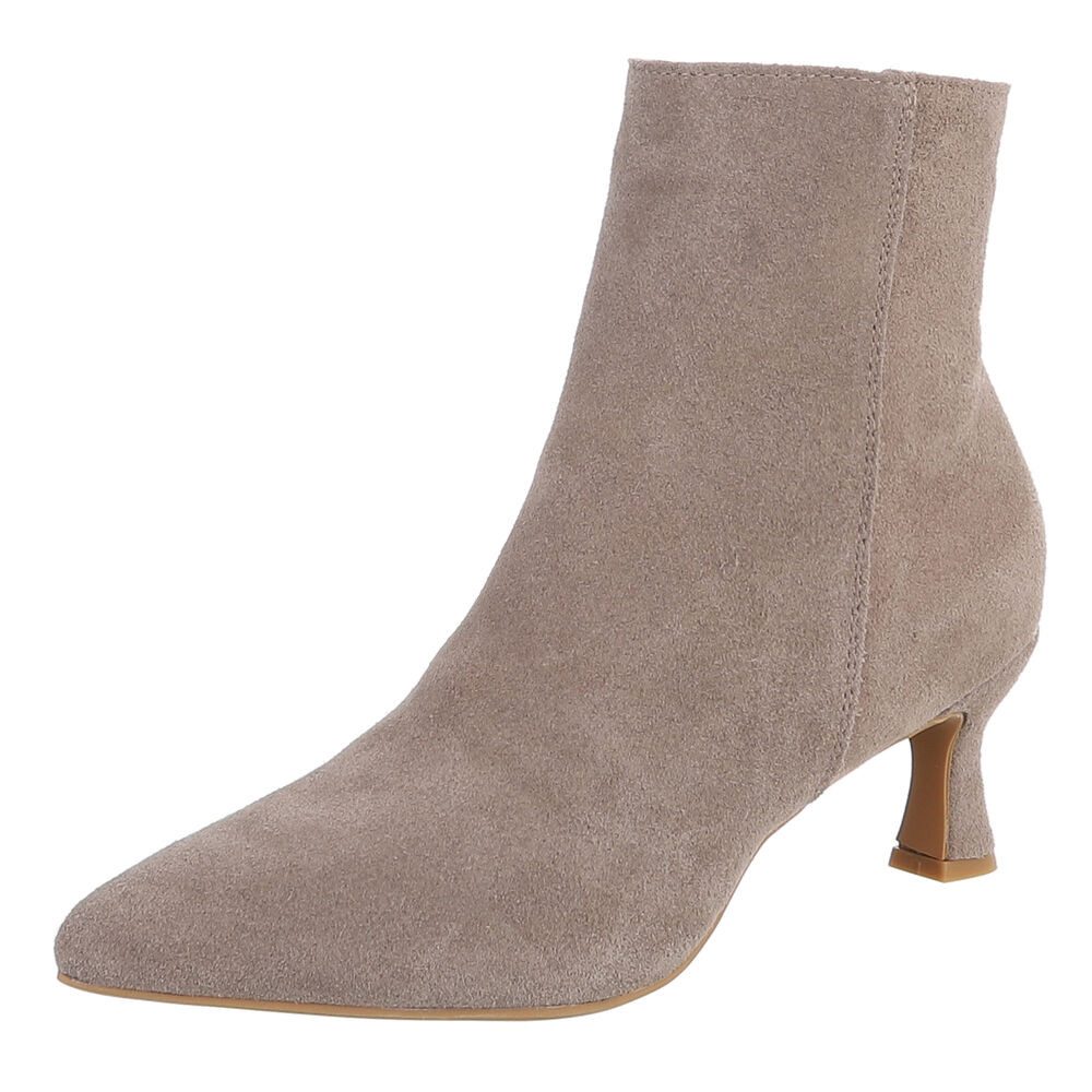 Ital-Design Damen Leder-Stiefelette mit Absatz, elegant, spitz Stiefelette (91742212) Pfennig-/Stilettoabsatz Stiefeletten in Hellbraun
