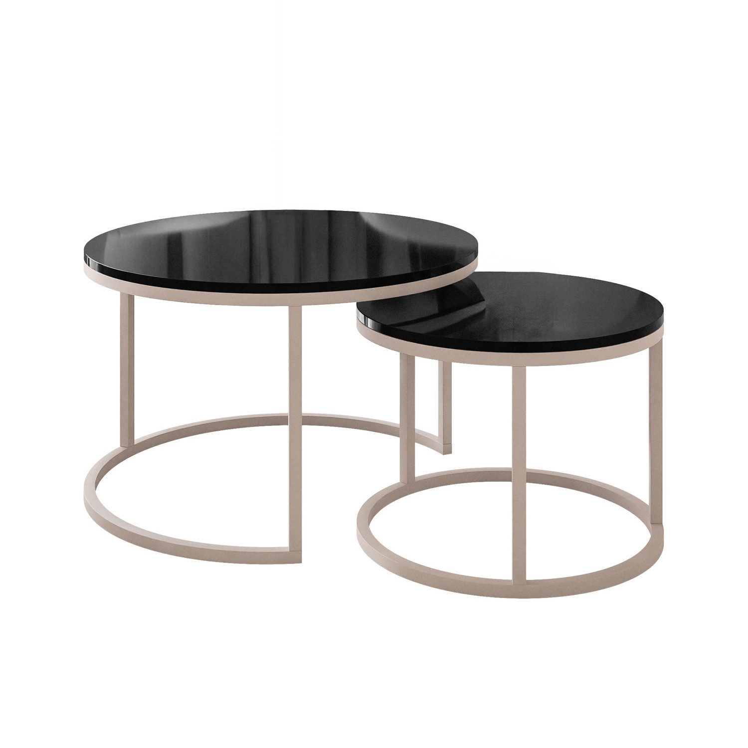 yourhouse24 Couchtisch Runder Inez 2in1, 50 & 70 cm, Kaschmir & Hochglanz (Set 2 in 1), Couchtisch mit hochglänzender Tischplatte