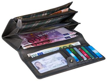 Benthill Geldbörse Damen Echt Leder RFID Portemonnaie mit vielen Kartenfächer Vintage, RFID-Schutz Kartenfächer Münzfach Reißverschlussfach