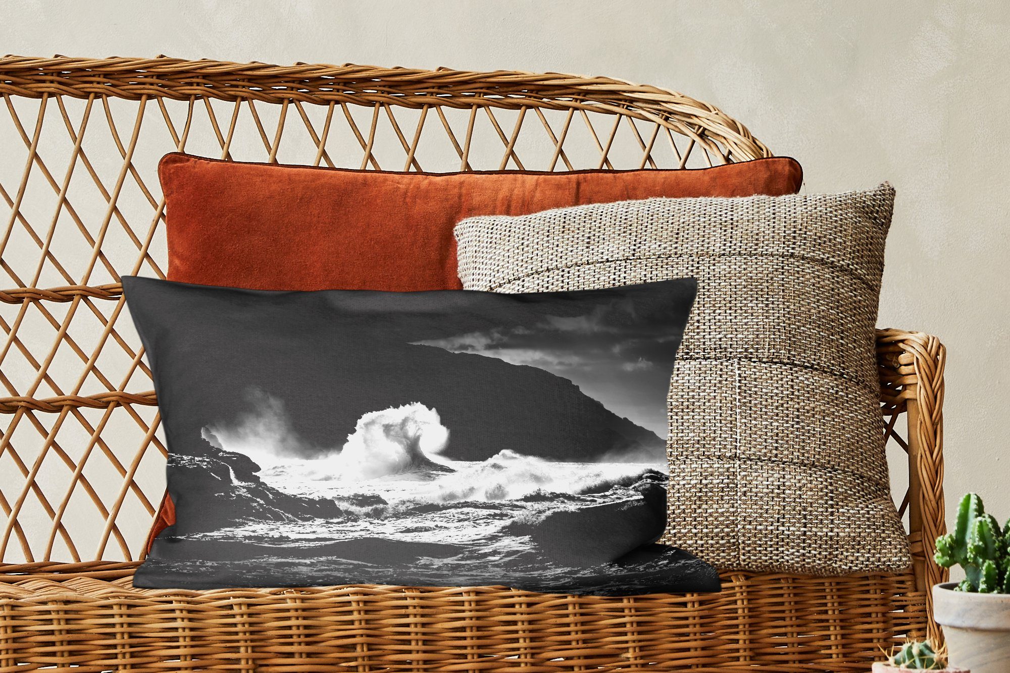 MuchoWow Dekokissen Hohe Dekoration, Dekokissen Zierkissen, auf Füllung, Schlafzimmer Hawaii, mit Wohzimmer Wellen