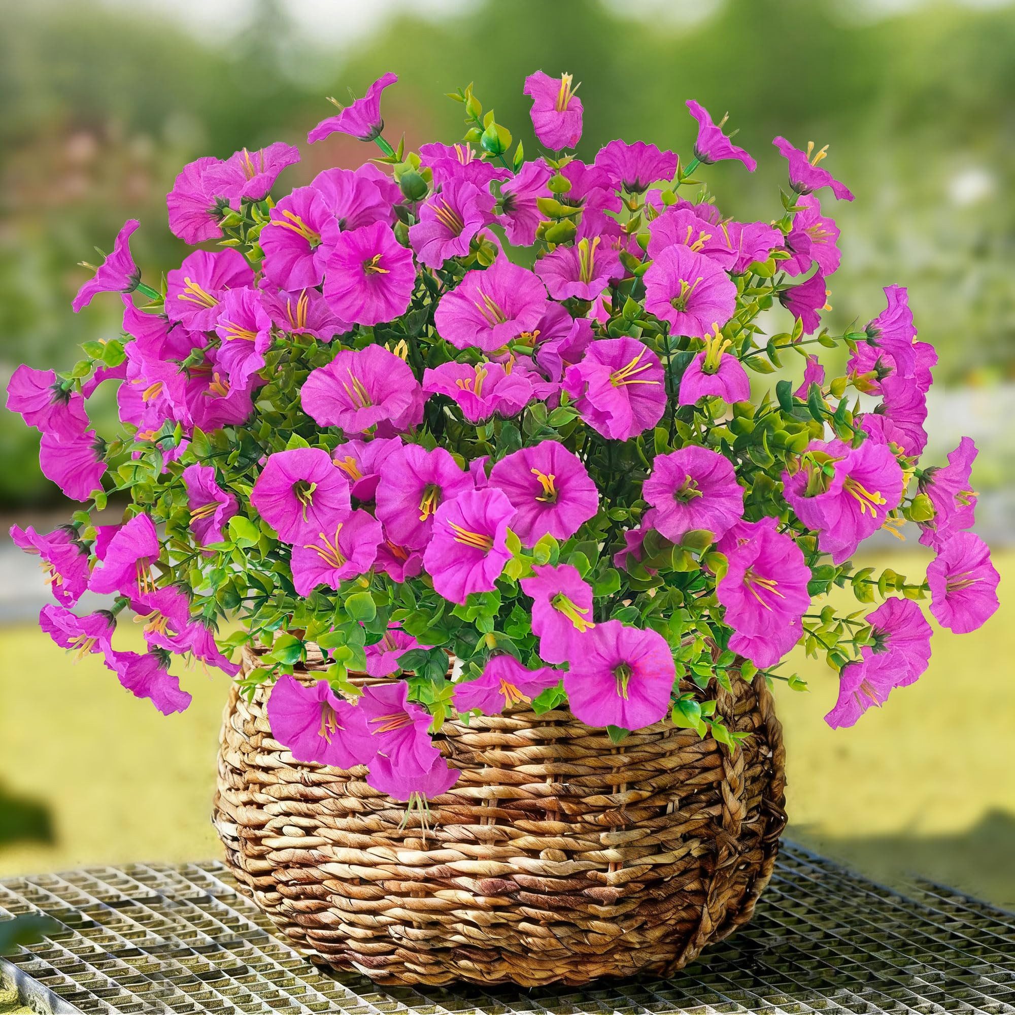 Kunstblume Künstliche Blumen Künstliche Wetterfest Petunie, FOUORTUNATE-BEE, Gefälschte Blumen für Balkonkasten Pflanzgefäß Innen Outdoor