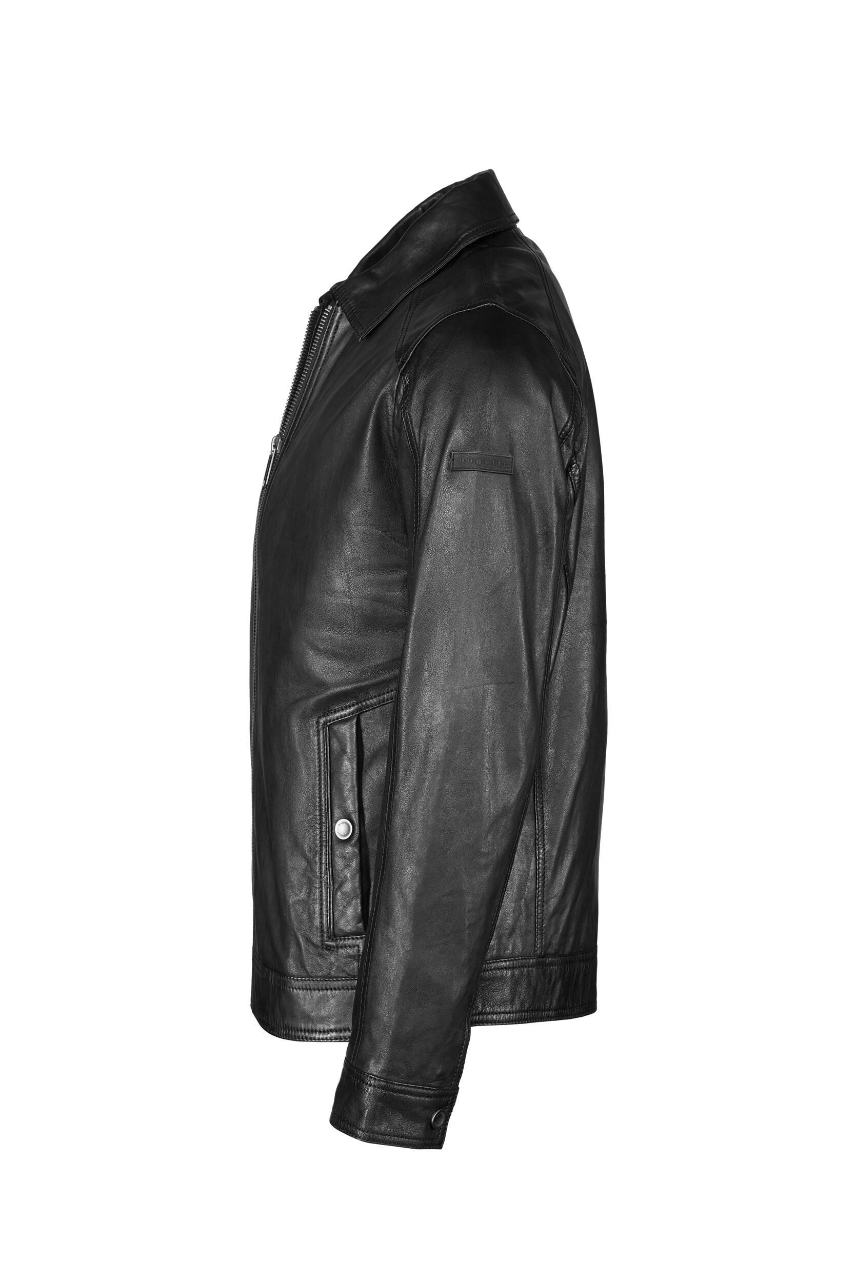 bugatti Lederjacke BUROMEO (1-St) mit Druckknöpfen und Hemdkragen