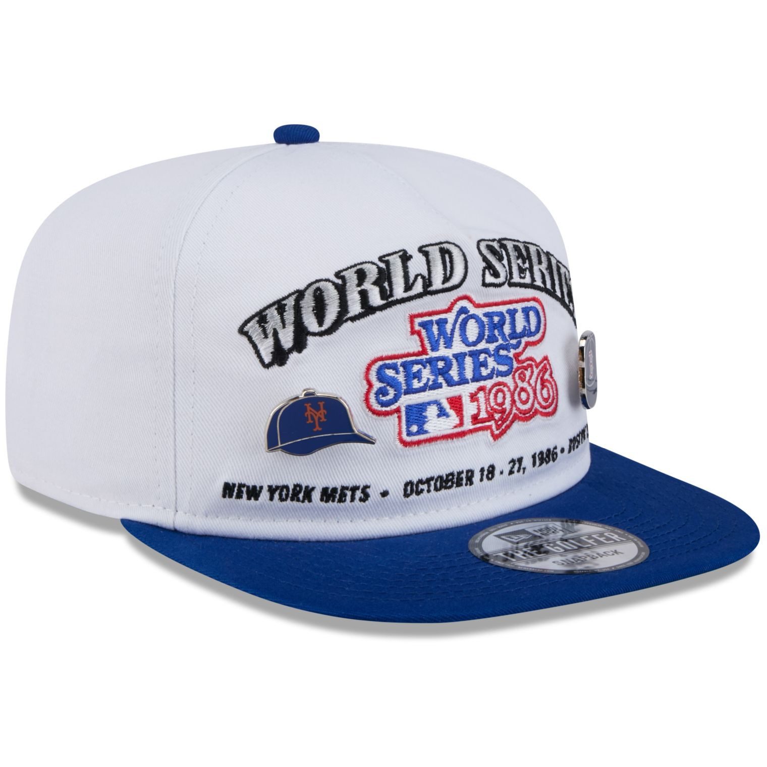 New Era Snapback Cap Golfer WORLD SERIES 1986 PIN Mets Red Sox