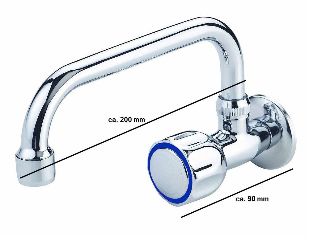 Eisl Waschtischarmatur Standard Kaltwasser Wand-Ventil, Wandarmatur, Haubengriff, verchromt – Bild 2 von 3