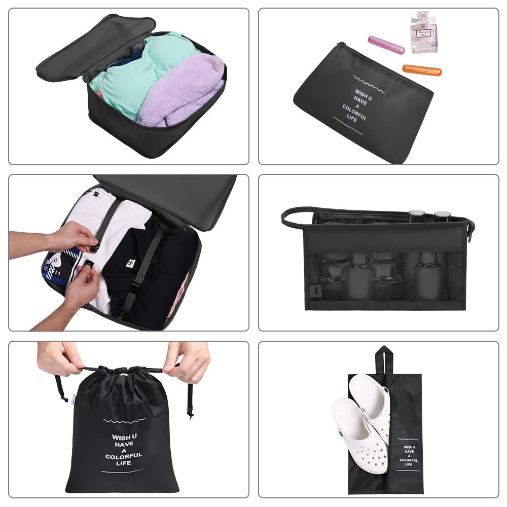 Diwzbyn Kofferorganizer Packwürfel, wasserdichte Reise-Kleiderbeutel, Packtaschen für Koffer, Faltbar / Verstaubar / atmungsaktiv mit Mesh-Oberseite, 8-teilig – Bild 4 von 5