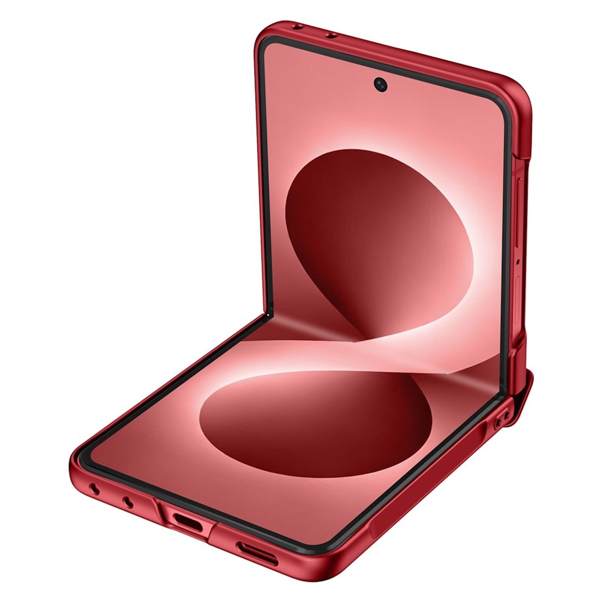 Wigento Handyhülle + 9H Schutzglas für Samsung Galaxy Z Flip8 Scharnier Schutz Rot 6,90 Zoll, Scharnier Schutz, gehärtetes Glas, Kameraschutz – Bild 3 von 4
