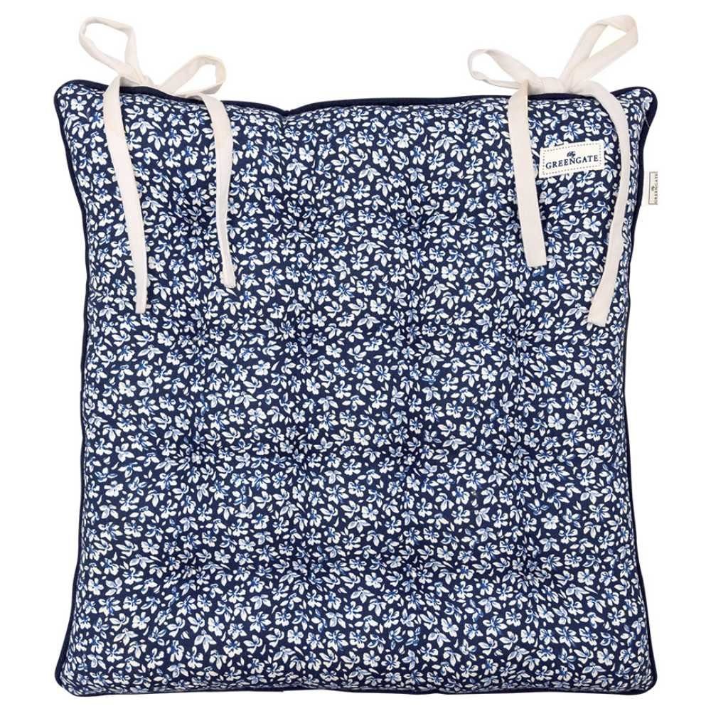 Greengate Sitzkissen Greengate Sitzkissen DAHLA Blau Weiß mit Blumen und Streifen 40x40