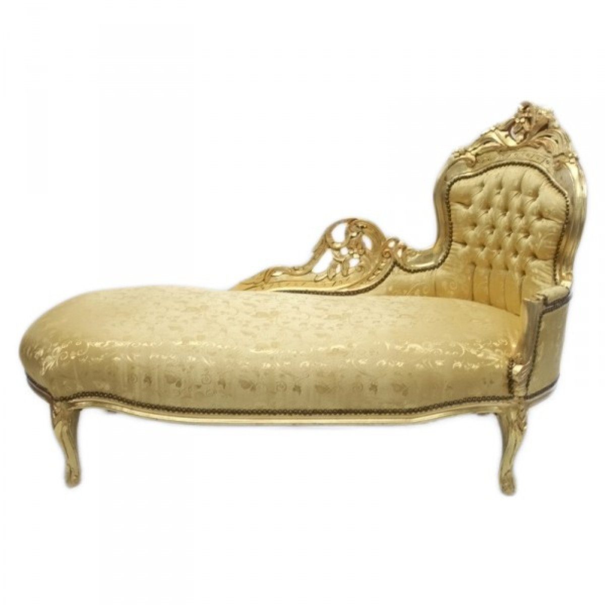 Stil - Chaiselongue "King" Möbel Gold Chaiselongue Padrino Gold / Antik Casa Muster Barock