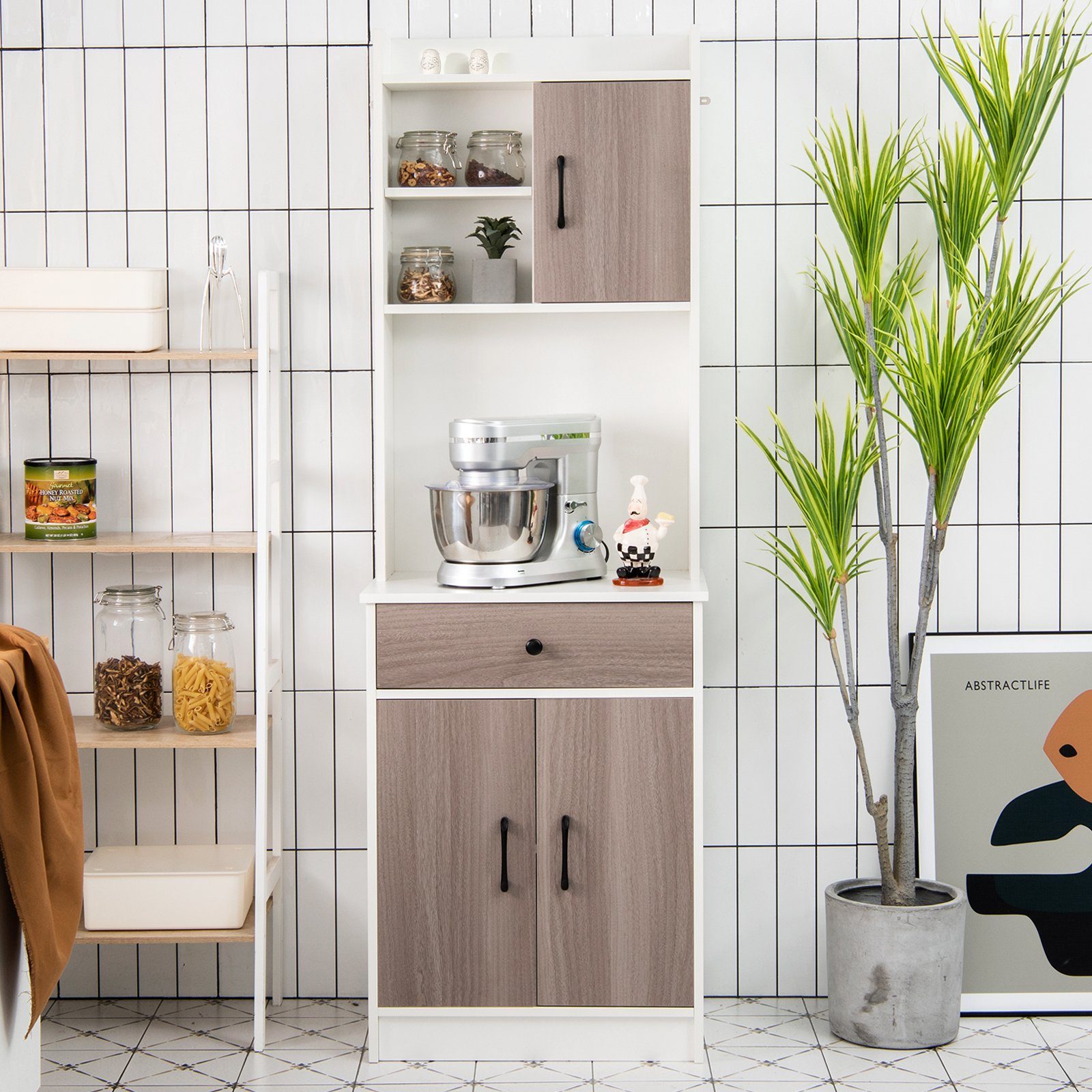 COSTWAY Küchenbuffet Hochschrank mit Schublade & günstig online kaufen
