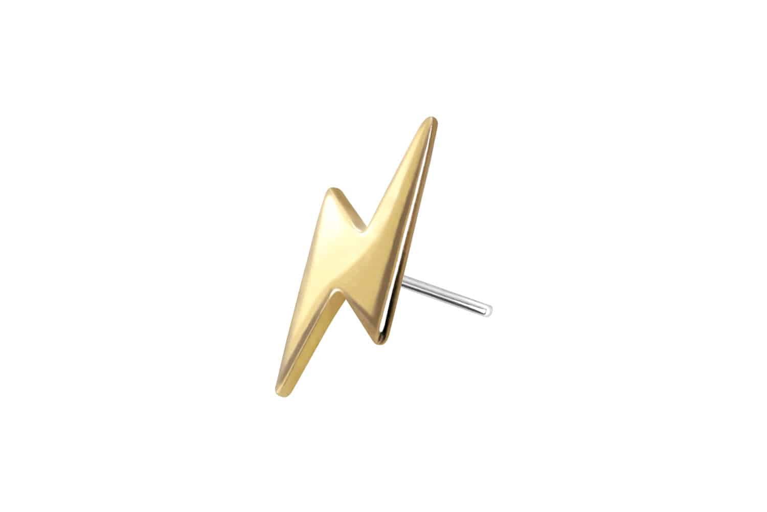 PIERCINGLINE Piercing-Set 14 Karat Gold Aufsatz mit Titan Push Pin BLITZ (Push Pins, 1-tlg)