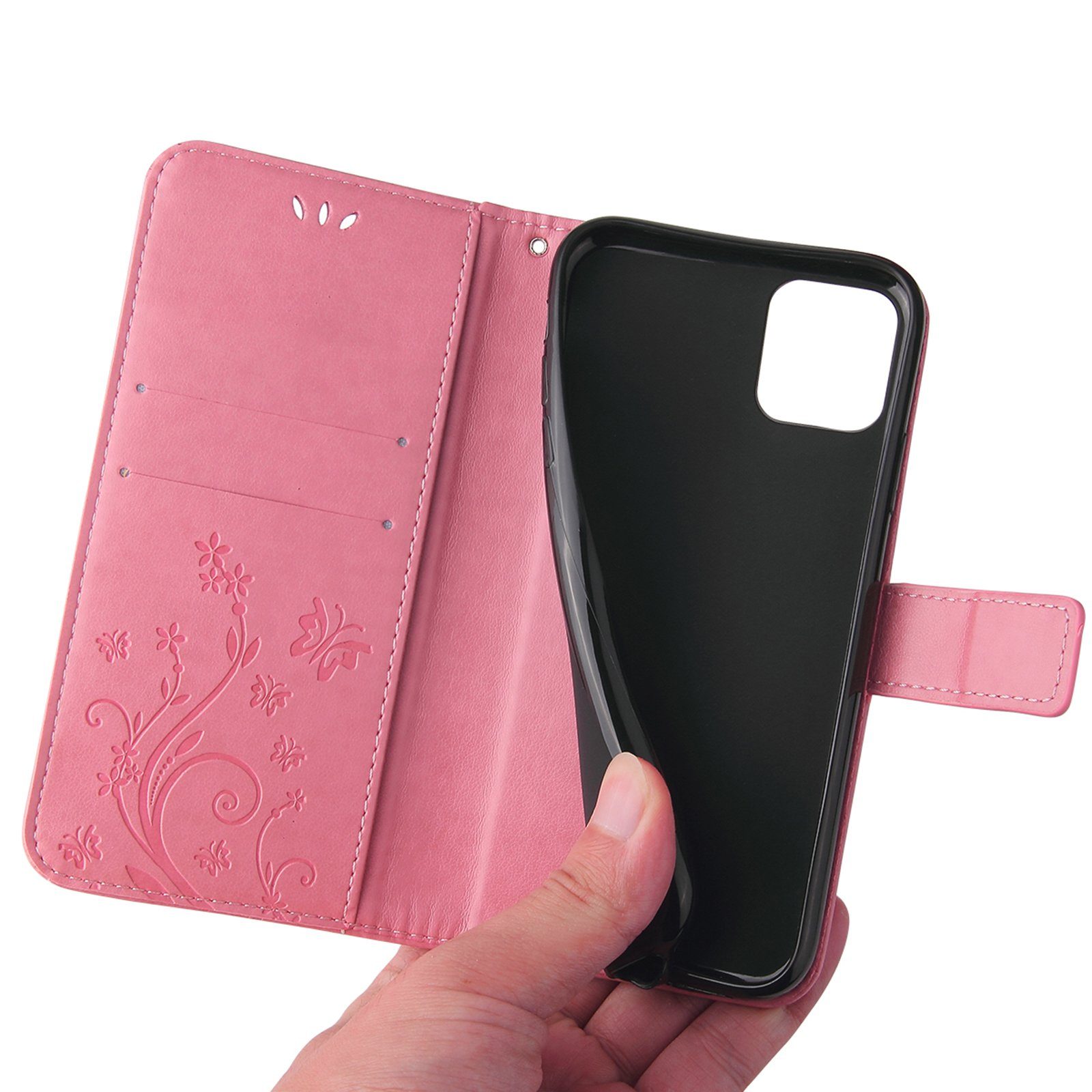 Tec-Expert Handyhülle Cover Tasche Hülle für Samsung Galaxy A22 5G 6,6 Zoll, Klapphülle Case mit Kartenfach Fliphülle aufstellbar, Motiv Blumen