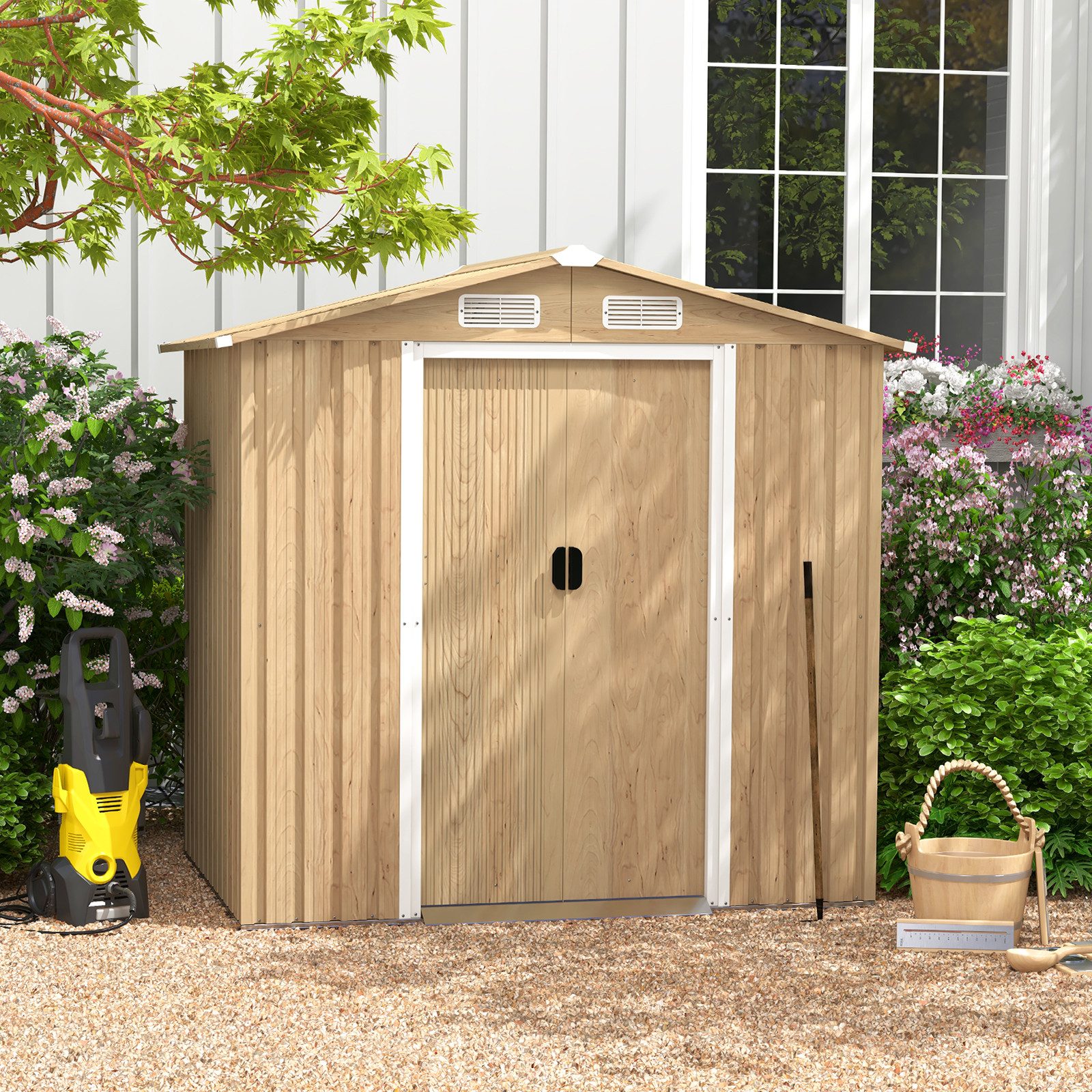 COSTWAY Gerätehaus, BxT: 196x142 cm, abschließbar, günstig online kaufen