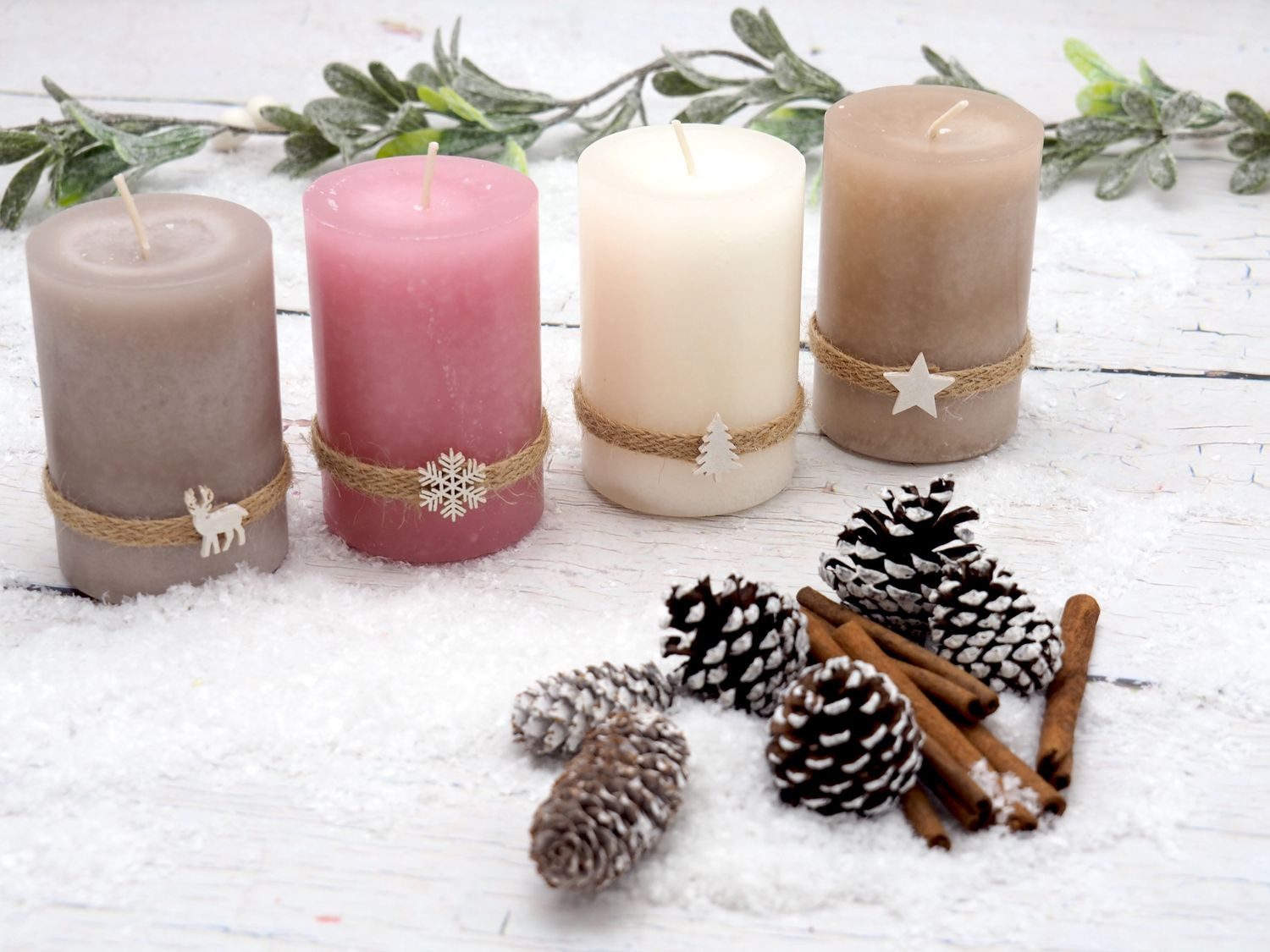 ZauberDeko Adventskerze Adventskerzen Kerzen Rosa Beige günstig online kaufen