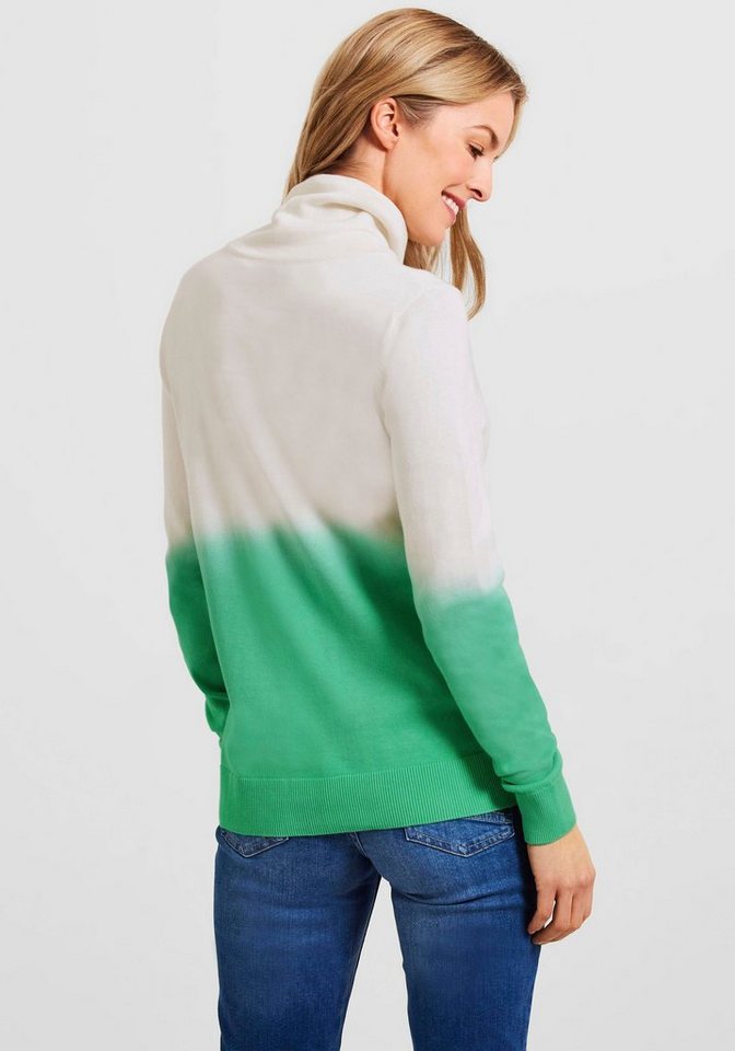 Die Muster, lässigen Stehkragenpullover Cecil verleihen einen dem Dye Pullover Look Rippdetails Dip mit