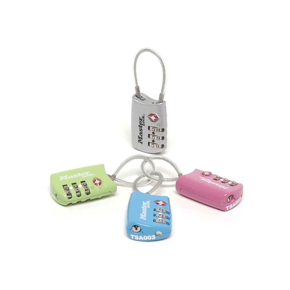 Master Lock Reiseschloß 4688EURD Zahlenkombination TSA farbl Diebstahlalarm