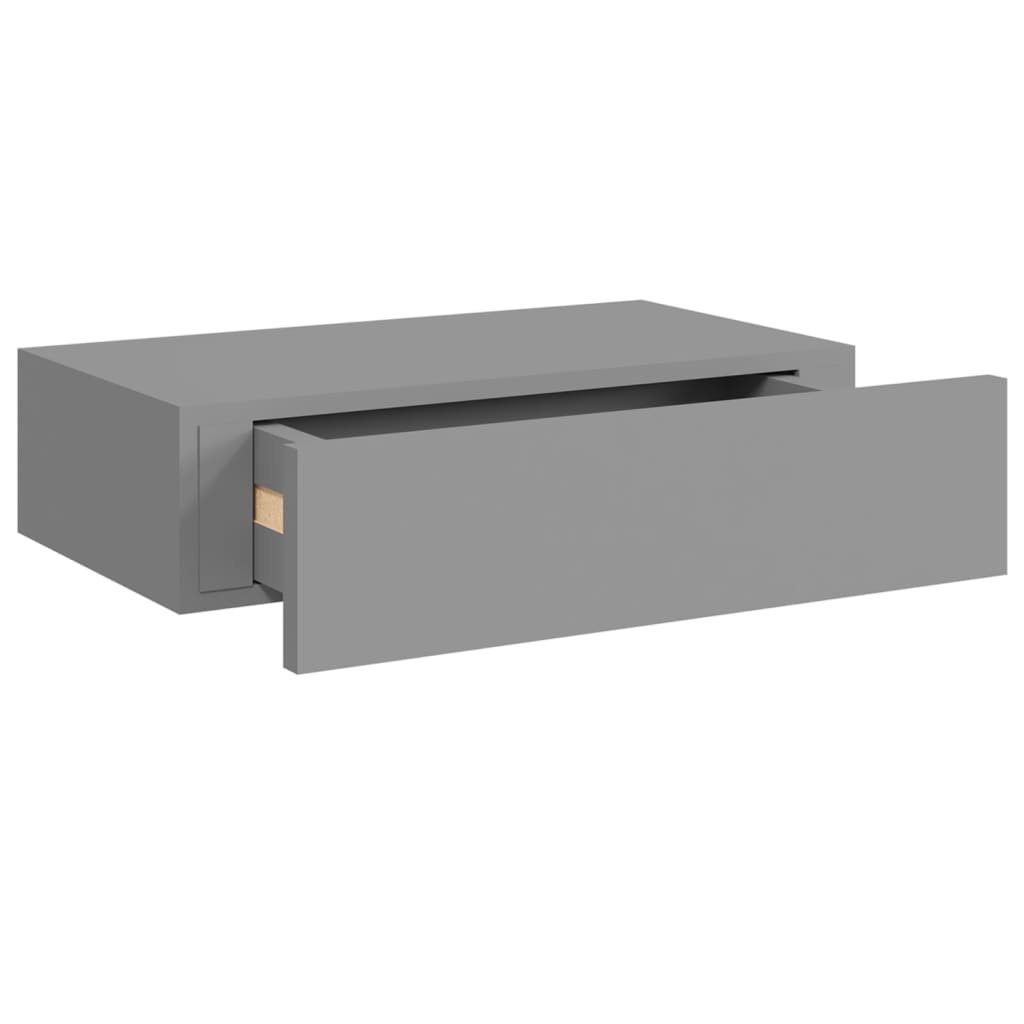 Schublade MDF Grau mit Wandregal 40x23,5x10 cm furnicato