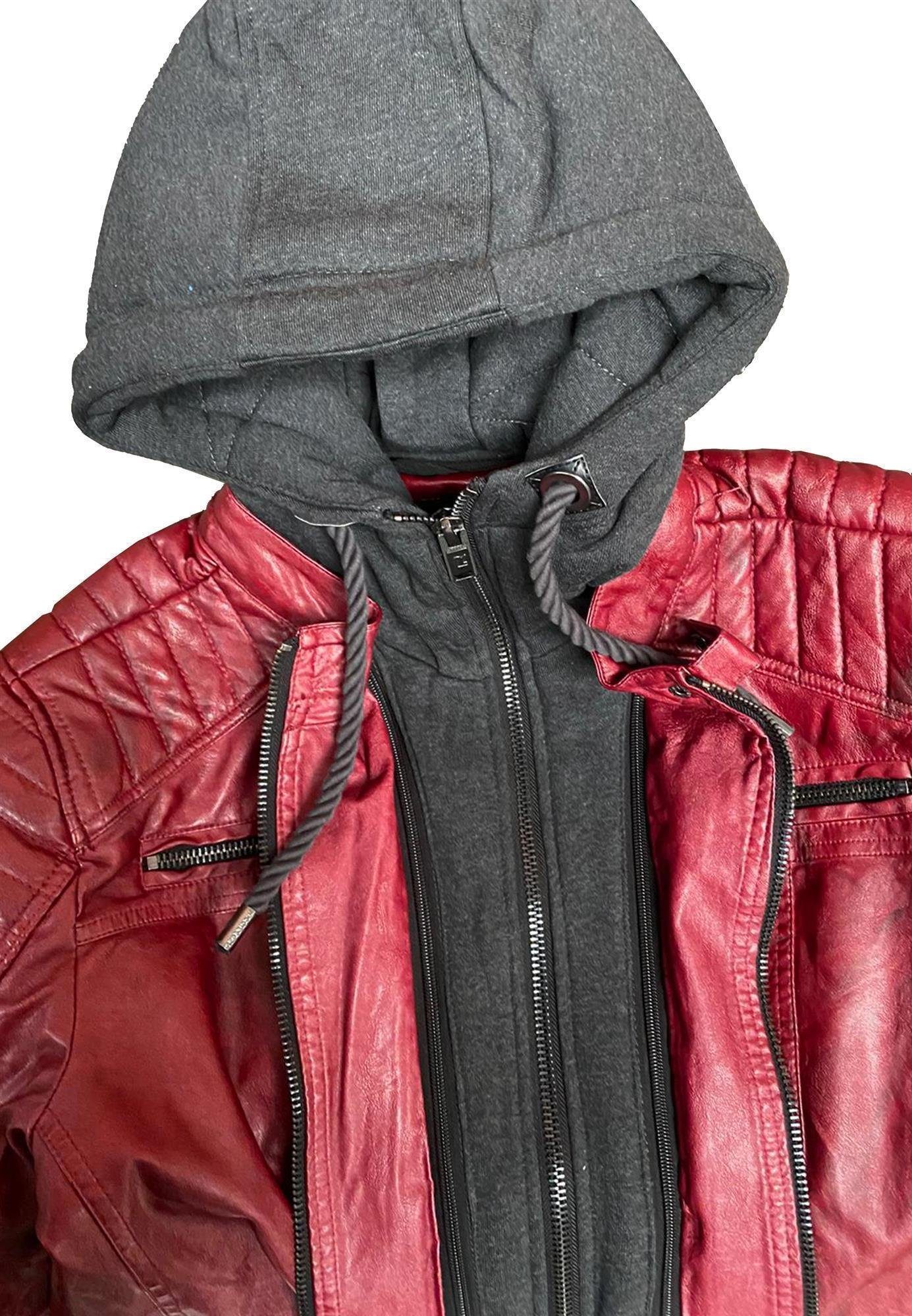 RedBridge Lederimitatjacke in Lederoptik mit Kapuzen-Einsatz und Stepp-Details Robust, strapazierfähig, langlebig
