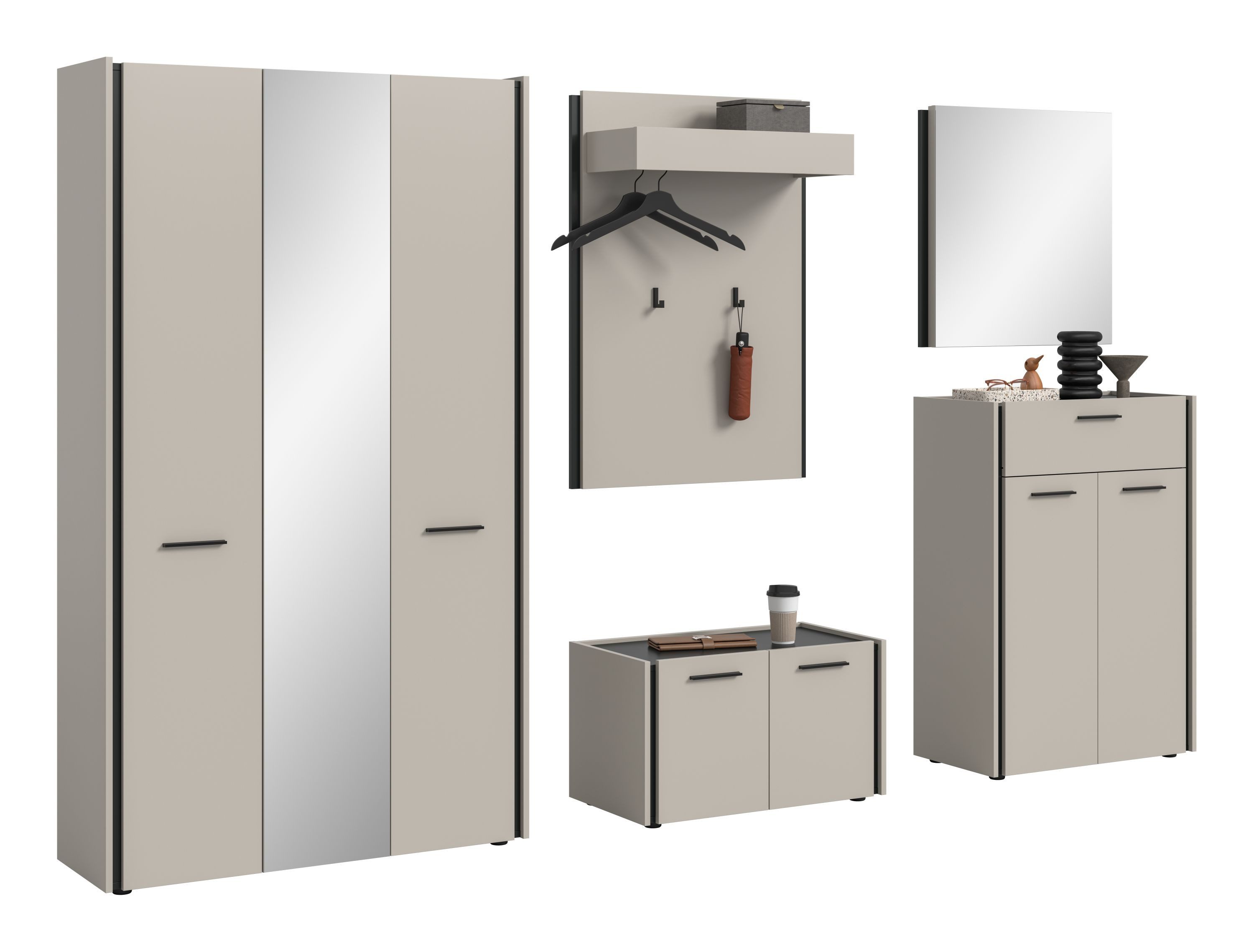 xonox.home Garderoben-Set Emil, in Kaschmir Melamin B/H/T: 287x190x40 cm