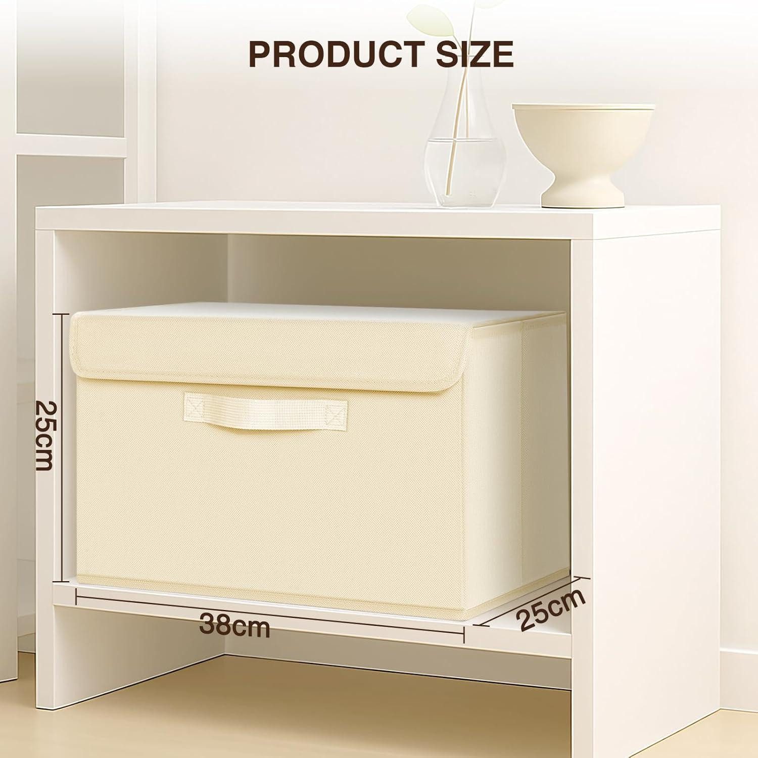 LuxusKollektion Faltbox Aufbewahrungsboxen Faltbar Deckel Griff 4 Stück Klassischer Beige