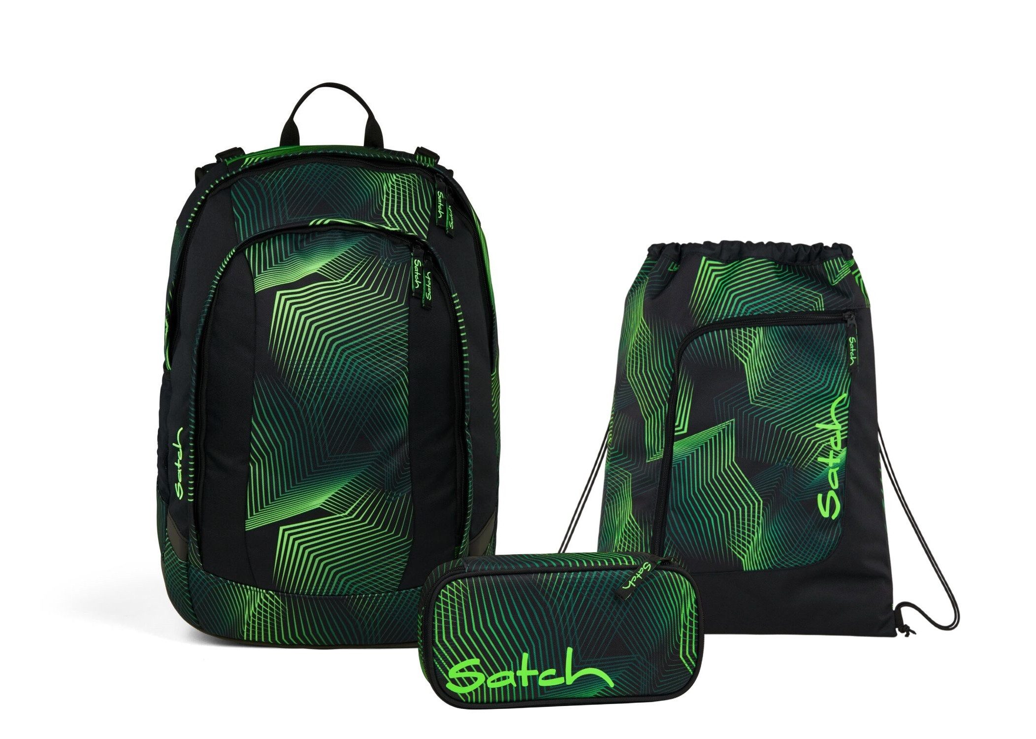 Satch Schulranzen Schulrucksack-Set AIR Seismic Green günstig online kaufen