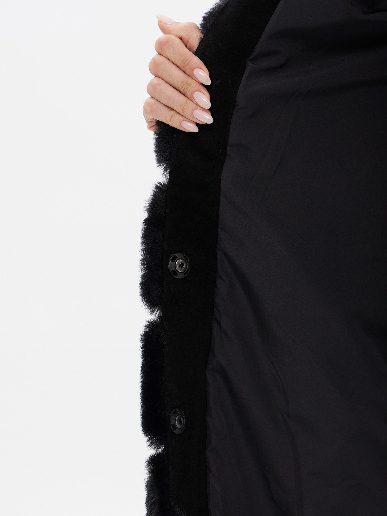 Passioni Fellimitatjacke Web-Pelz Mantel Winterjacke Faux Fur Mantel mit Kapuze – Bild 4 von 5