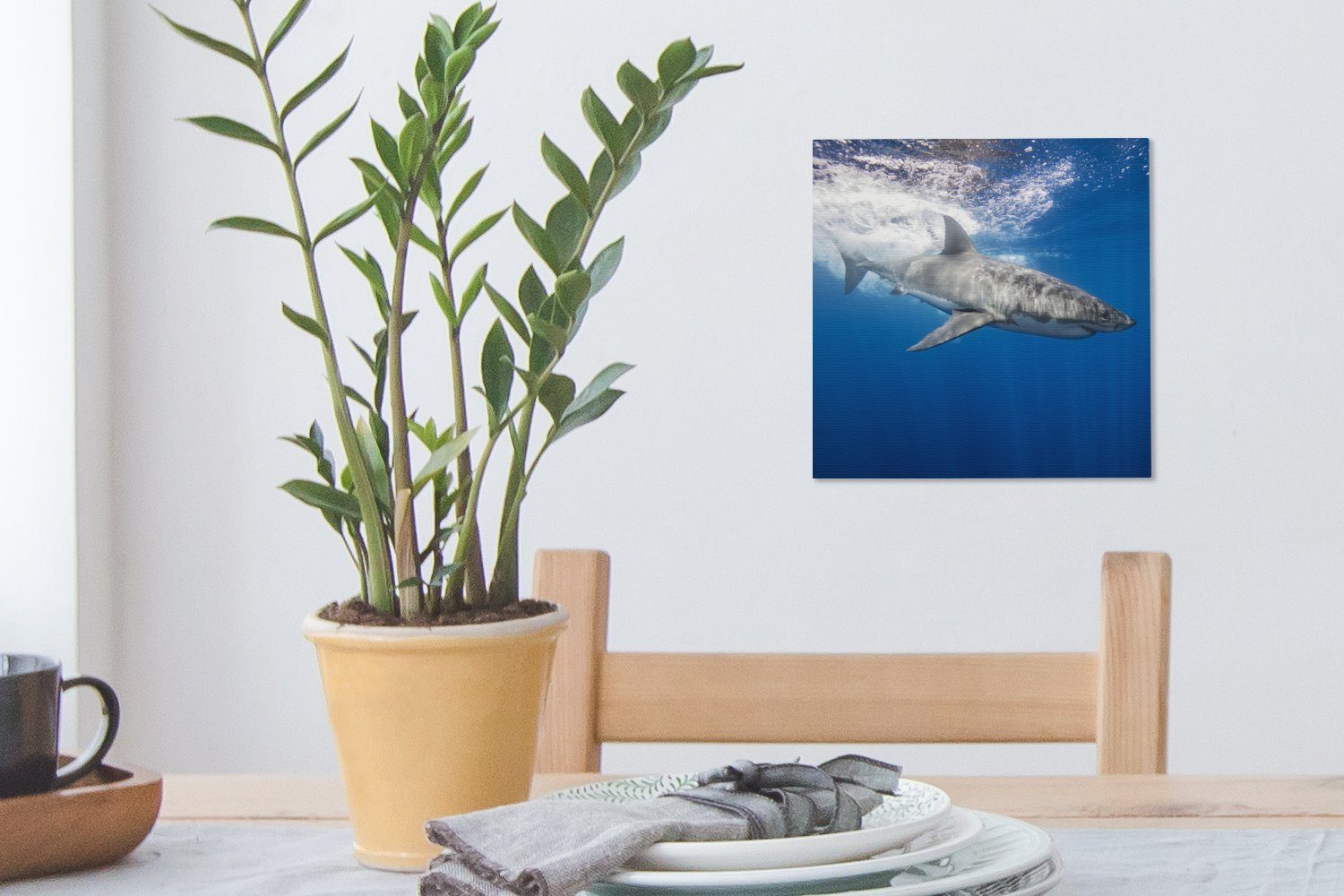 OneMillionCanvasses® Leinwandbild Hai - Meer Schlafzimmer St), für Bilder (1 - Leinwand Wasser, Wohnzimmer