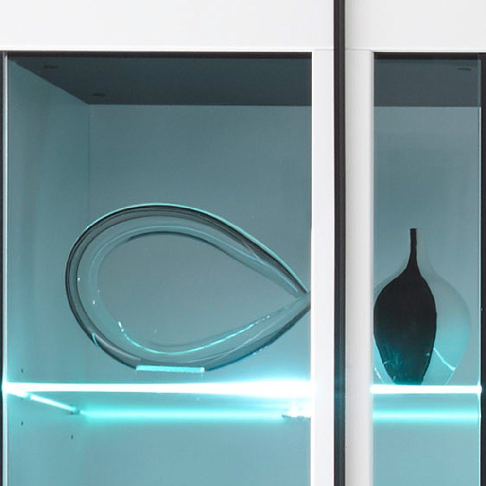 Lomadox Vitrine aus Glaseinsatz 60x200x37cm inkl. COLORADO-61 LED weiß mit Hochglanz Grauglas