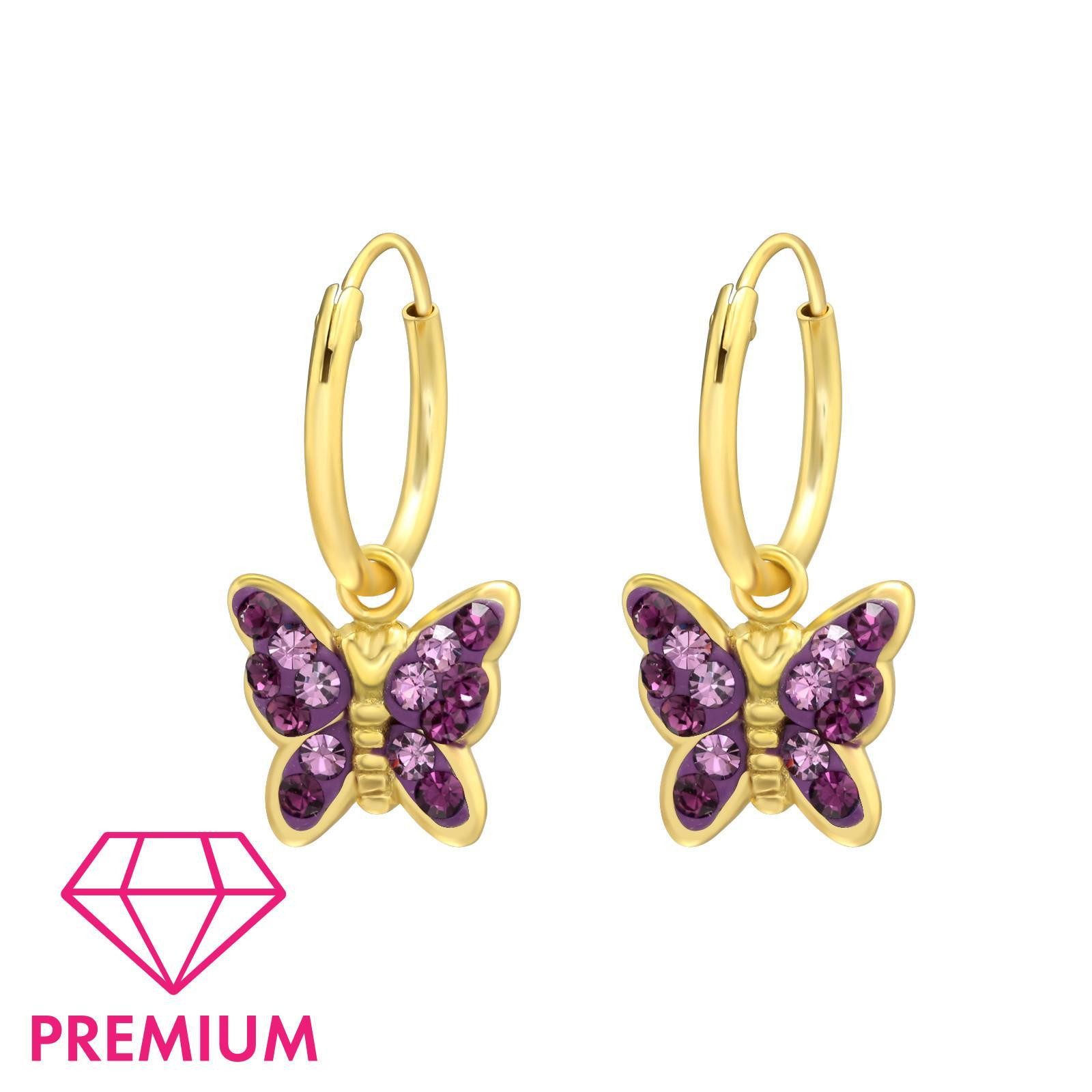 Monkimau Ohrring-Set Schmetterling Kinder Creolen Ohrringe 925 Silber Ohrstecker, Hypoallergen