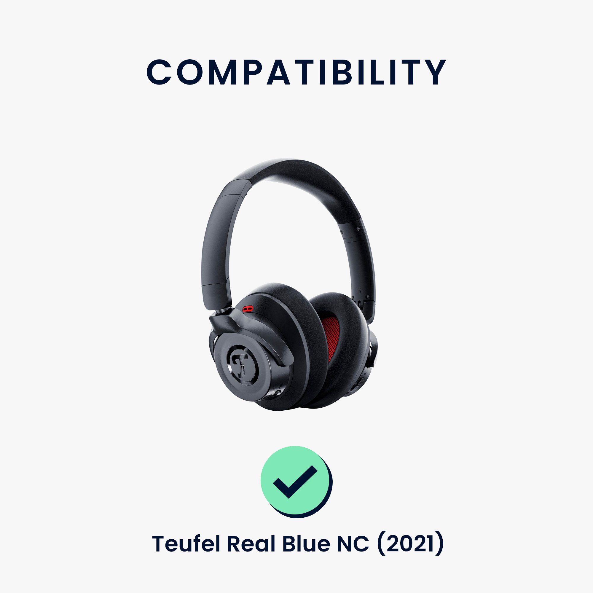 (Ohrpolster Kunstleder (2021) 2x - Polster NC für Polster Over Kopfhörer Headphones) Blue kwmobile Real Ohrpolster Teufel für Ear Ohr