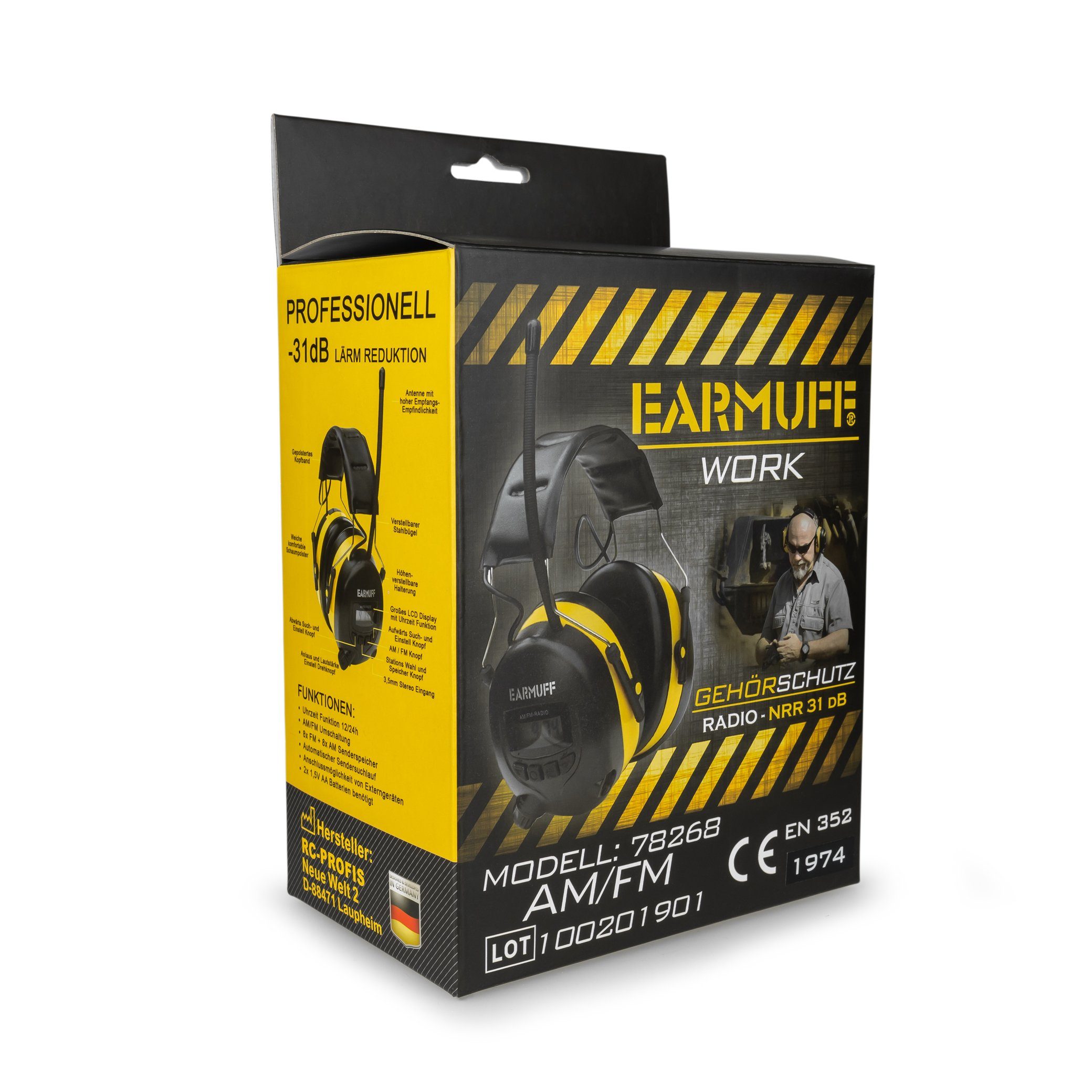 EARMUFF Kapselgehörschutz EARMUFF 31dB AM/FM/AUX - Yellow