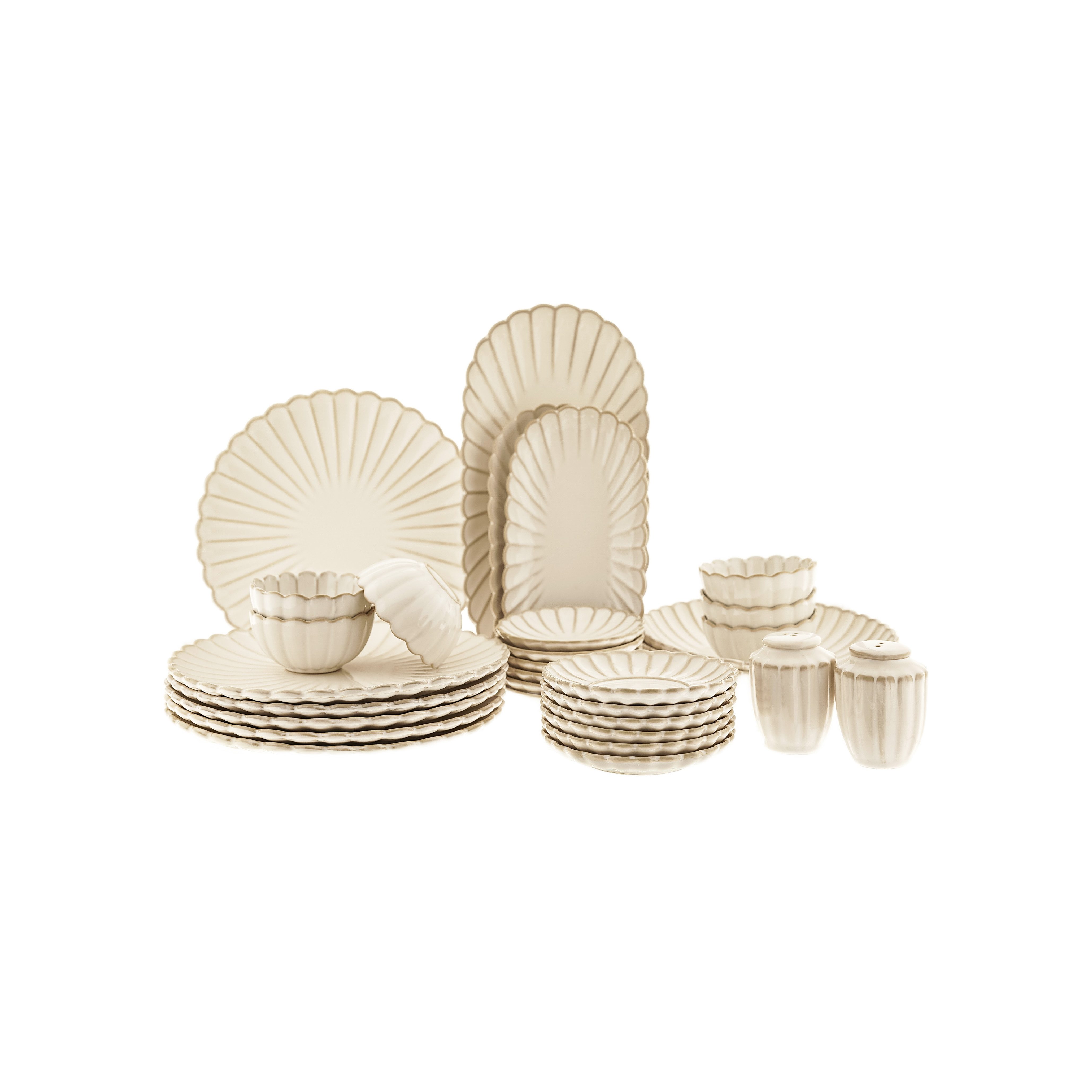 Almina Geschirr-Set Bloomy 31-tlg. Frühstücks-Set aus hochwertigem Porzellan (31-tlg), 6 Personen, Porzellan, geeignet für 6 Personen, 31-teilig