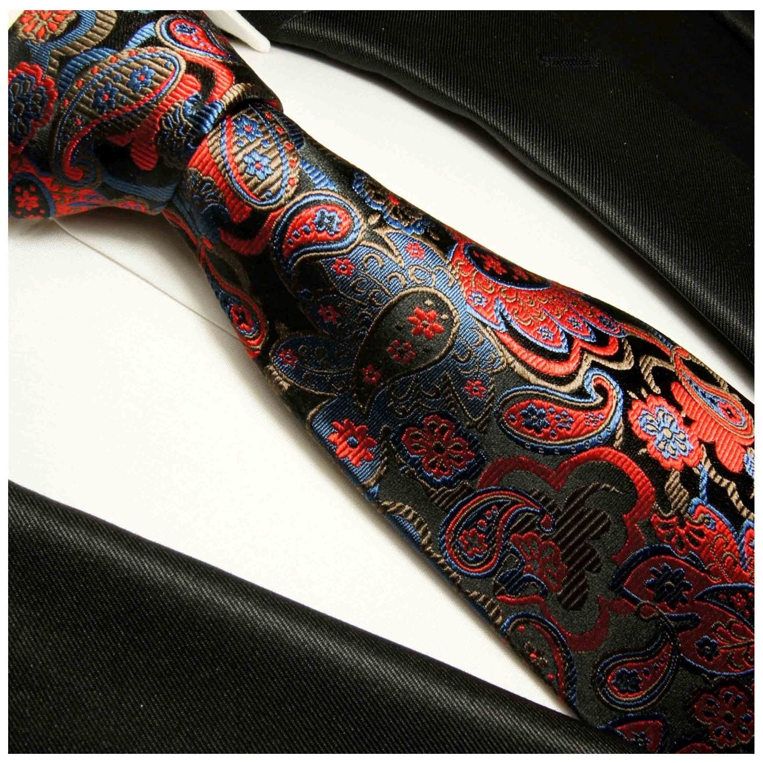 Herren Krawatten Paul Malone Krawatte Elegante Seidenkrawatte Herren Schlips modern paisley brokat 100% Seide Schmal (6cm), rot 