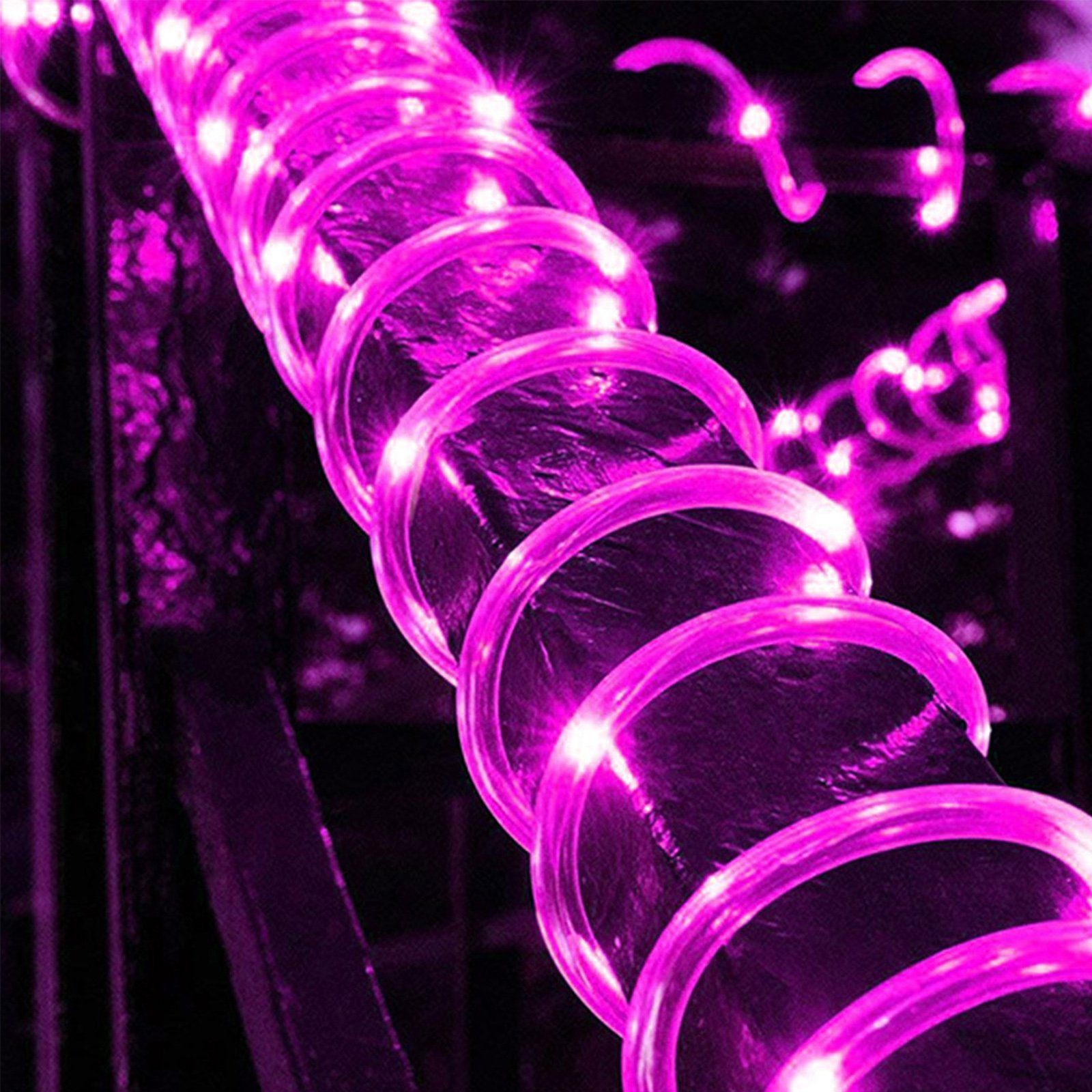 für Weihnachtsdeko 50LEDs, wasserdicht, Party, 8 Rosnek Balkon Camping LED-Lichterkette Rosa batterie, 5M Modi,