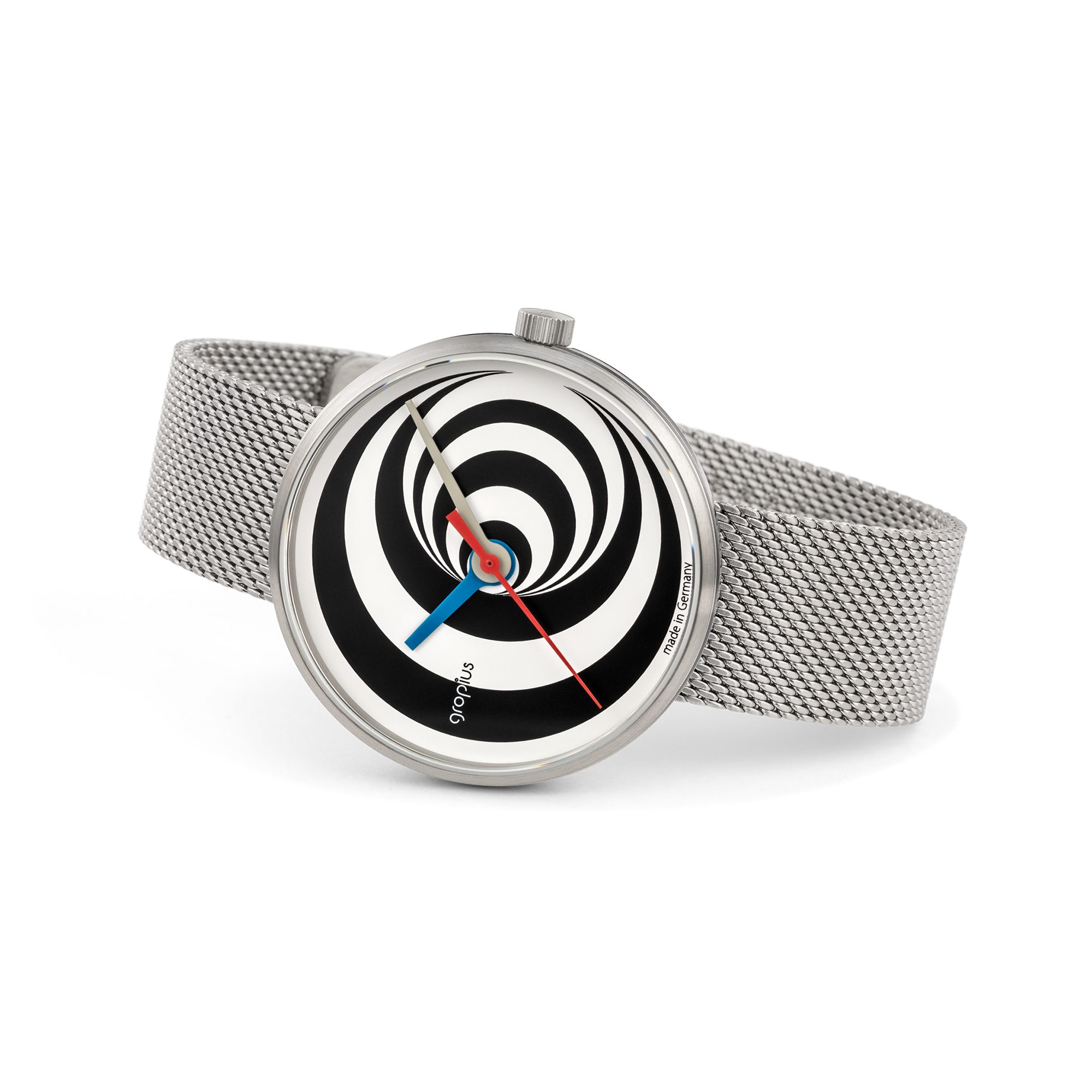 Walter Gropius Quarzuhr Made in Germany, Saphirglas, Forum Excentric - WG 002-04, Designeruhr, Edelstahlband mit Easy-Release System, Edelstahlgehäuse
