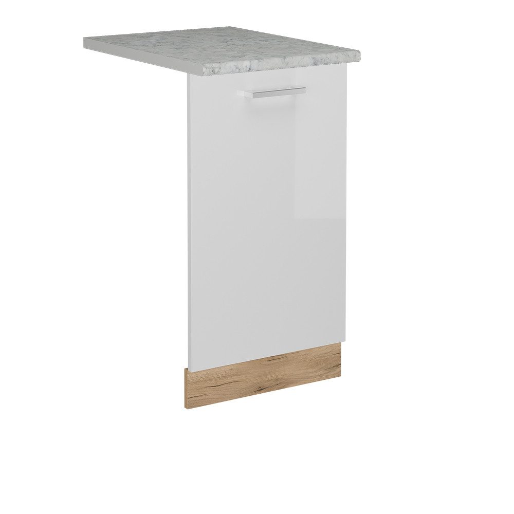 Vicco Frontblende R-Line, Weiß Hochglanz/Goldkraft Eiche, 45 cm, AP Marmor