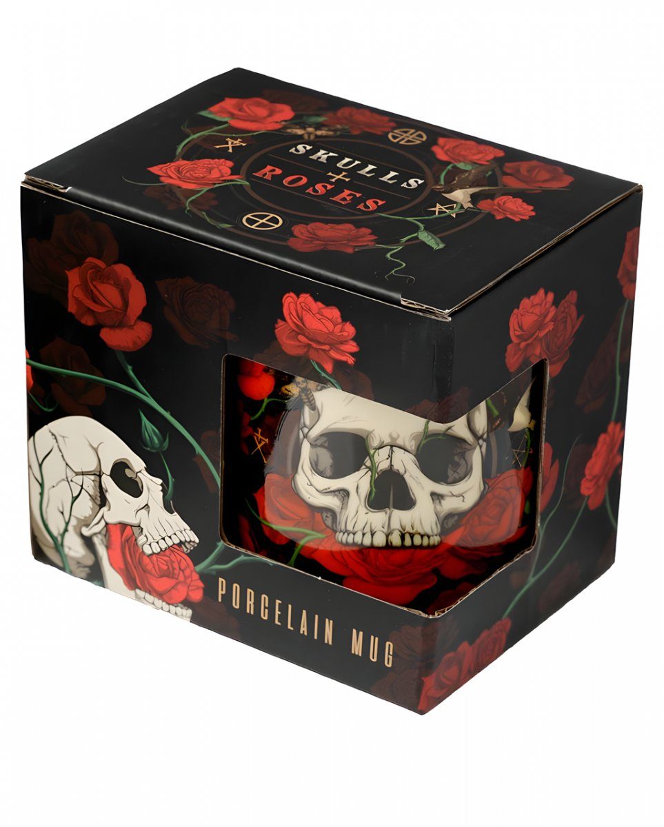 9,5 & cm Roses mit Skulls Totenkopf Horror-Shop Dekofigur Lieblingstasse