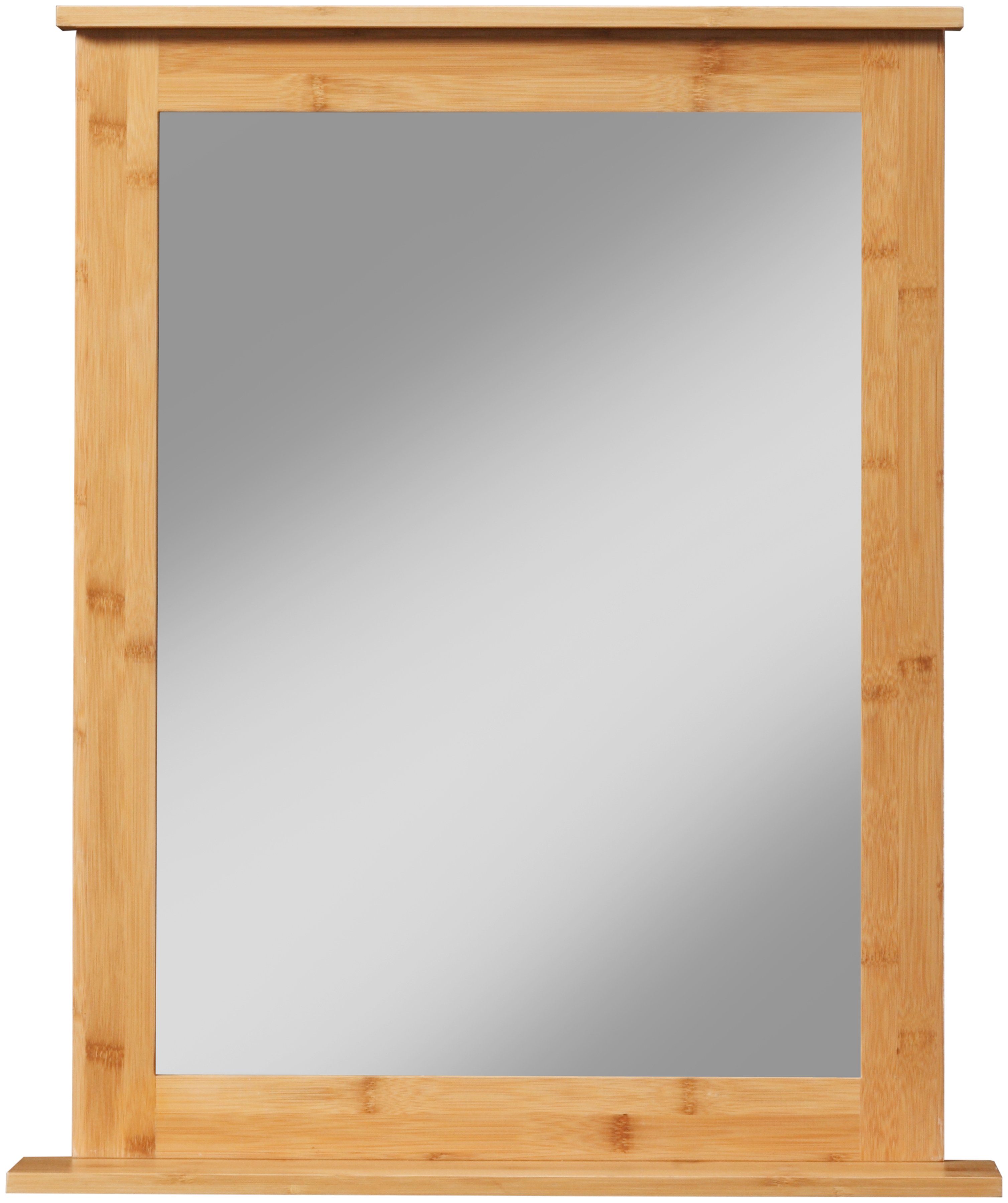Badezimmerspiegel eckig Badspiegel Bambus welltime 58x70cm New, Bambus-Rahmen, mit