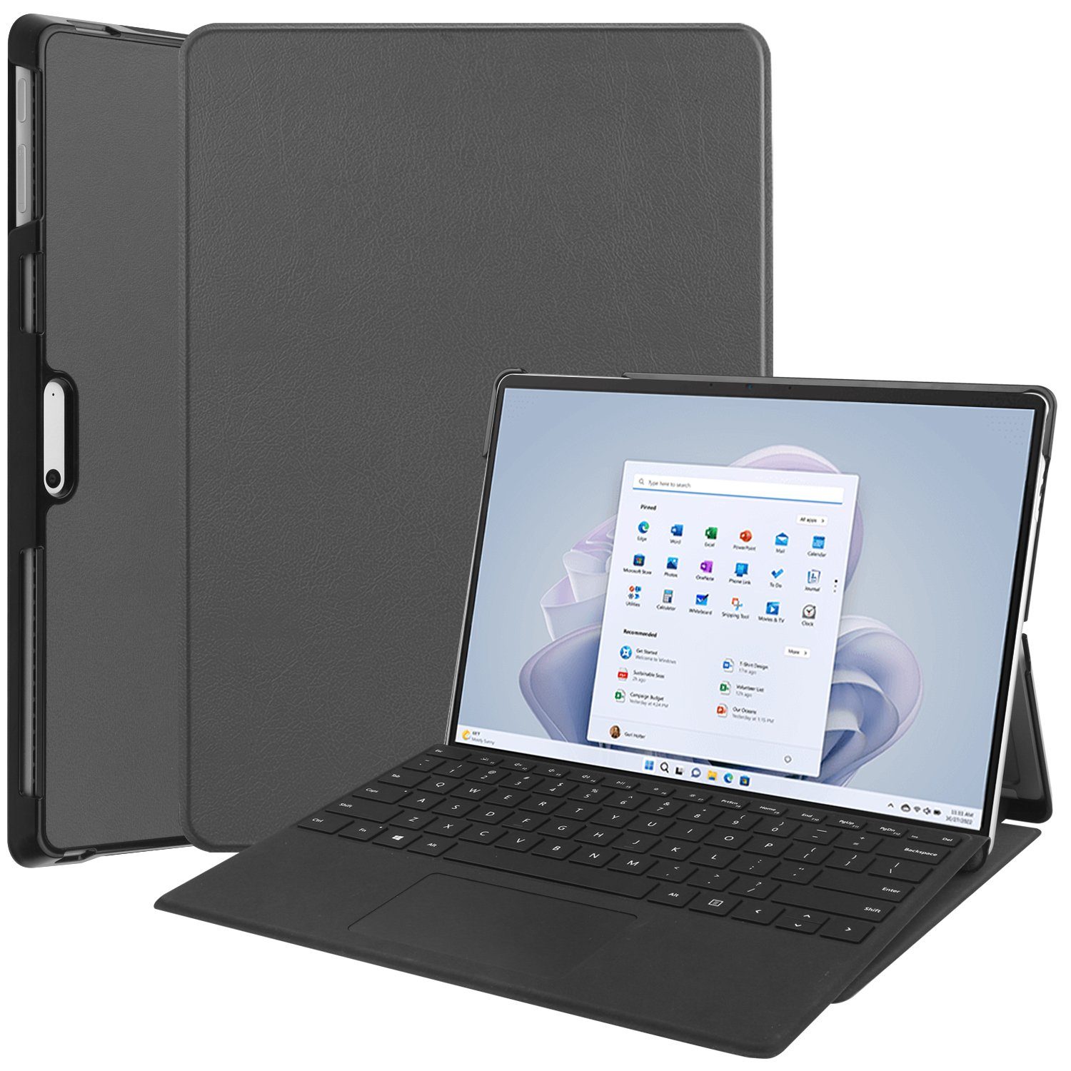 Lobwerk Tablet-Hülle Schutzhülle für Microsoft Surface Pro 9 Pro 10 Pro 11 2024 13 Zoll, Wake & Sleep Funktion, Sturzdämpfung, Aufstellfunktion