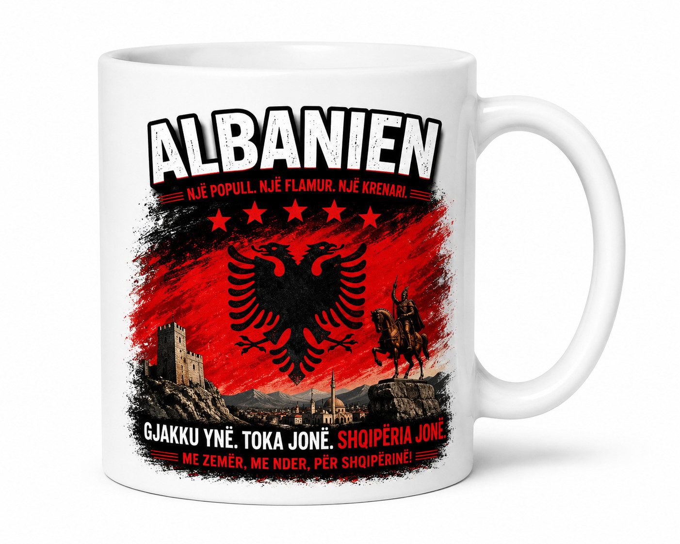 Blondie & Brownie Tasse Albanien Stolz Tasse Print Heimat Adler Keramikbecher Geschenk Motiv, 1-tlg., Keramik, AlbanienStolz Adler Heimatbecher Print