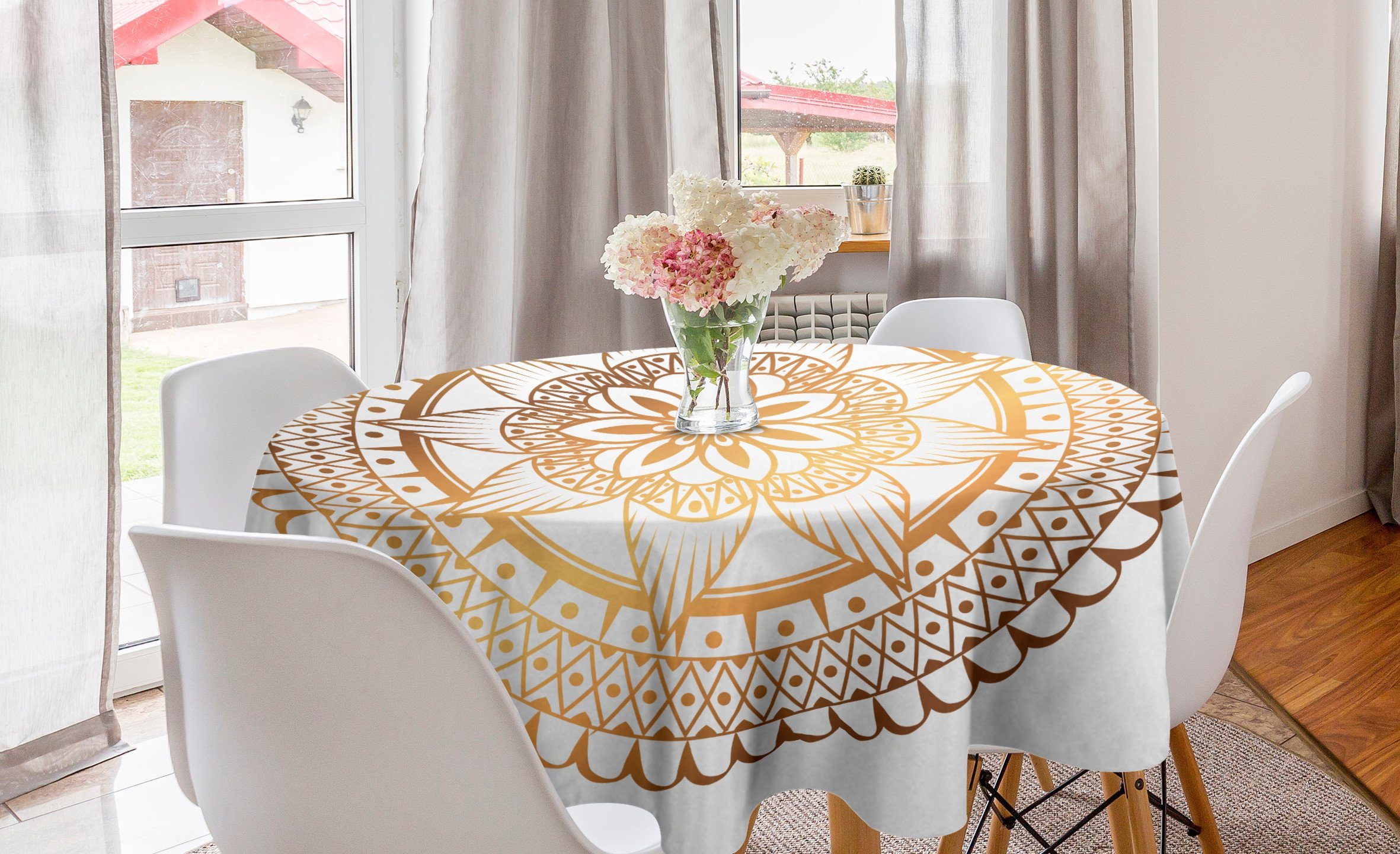Abakuhaus Tischdecke Kreis Tischdecke Abdeckung für Esszimmer Küche Dekoration, Mandala Circular Blumenkunsttherapie