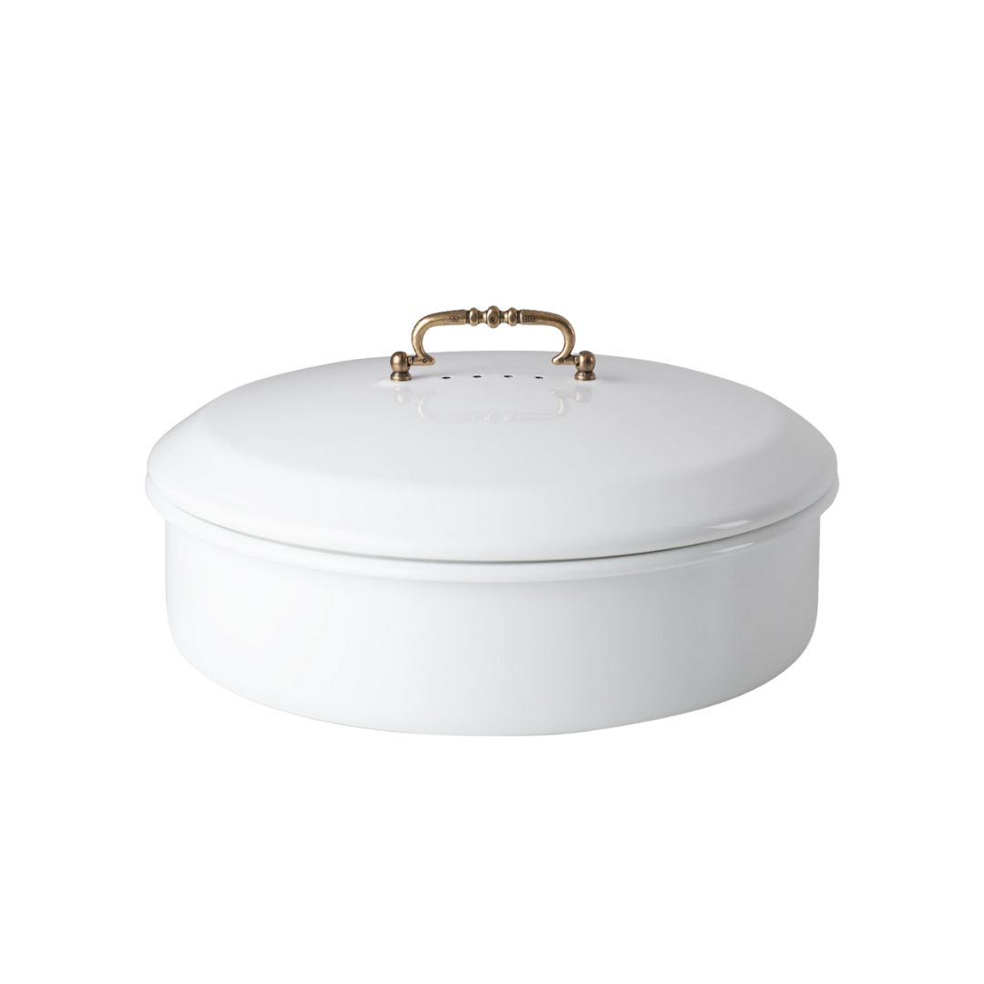 Riess Brotkasten Classic Weiss Brotdose mit Deckel 36cm, Emaille