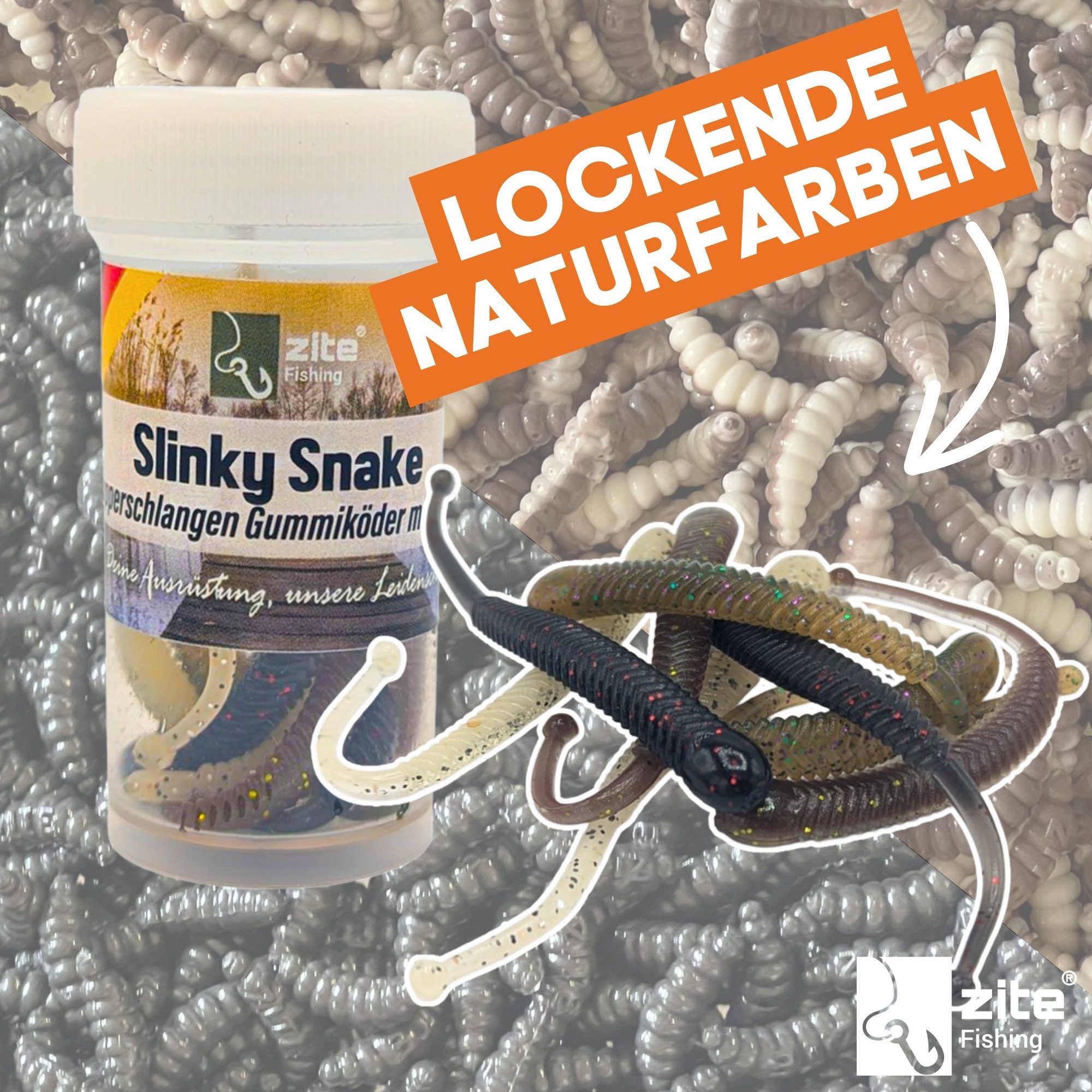 Zite Kunstköder Gummiköder Forelle Slinky Snake 8cm Schlangenförmig mit Aroma 8STK, Teils UV-Aktiv