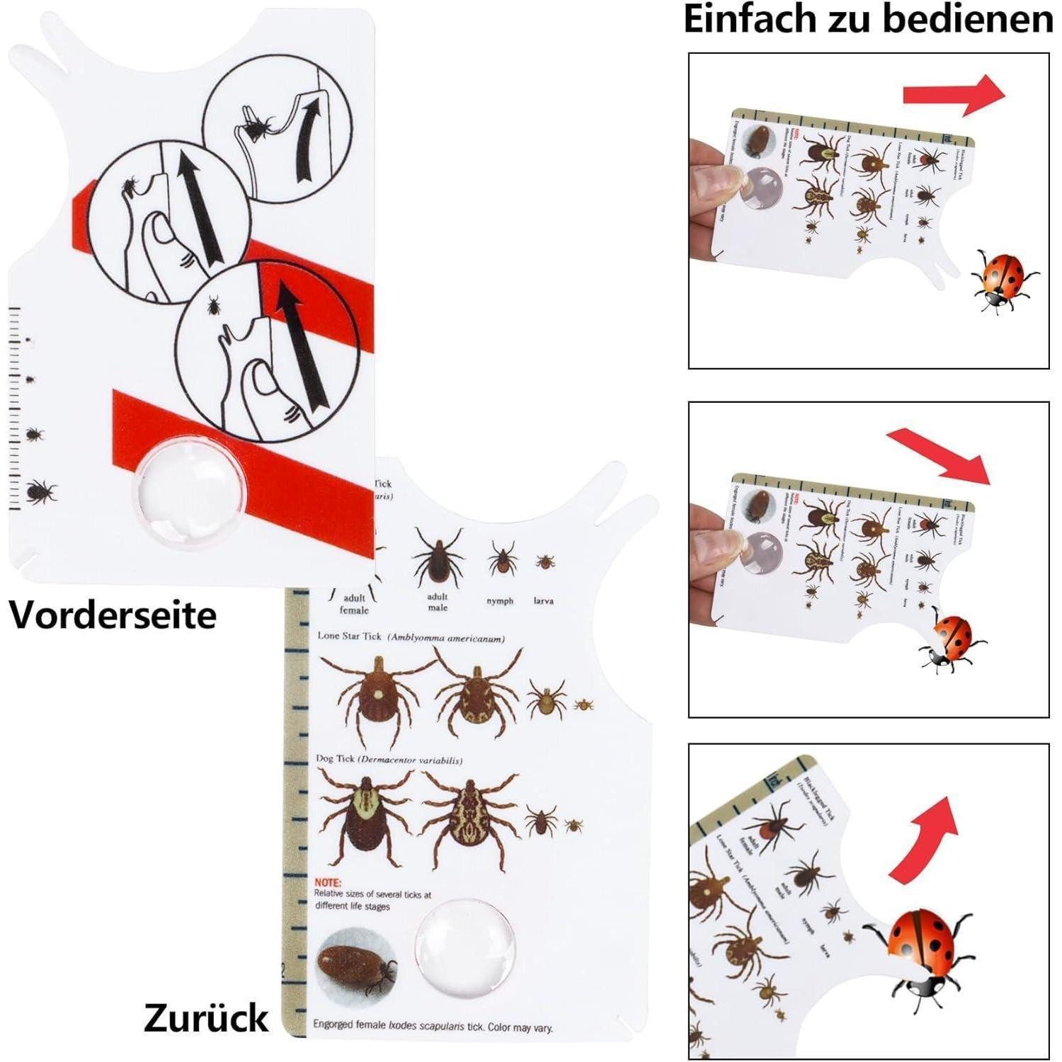 LuxusKollektion Zeckenpinzette Zeckenkarte mit Lupe 2 Stk.