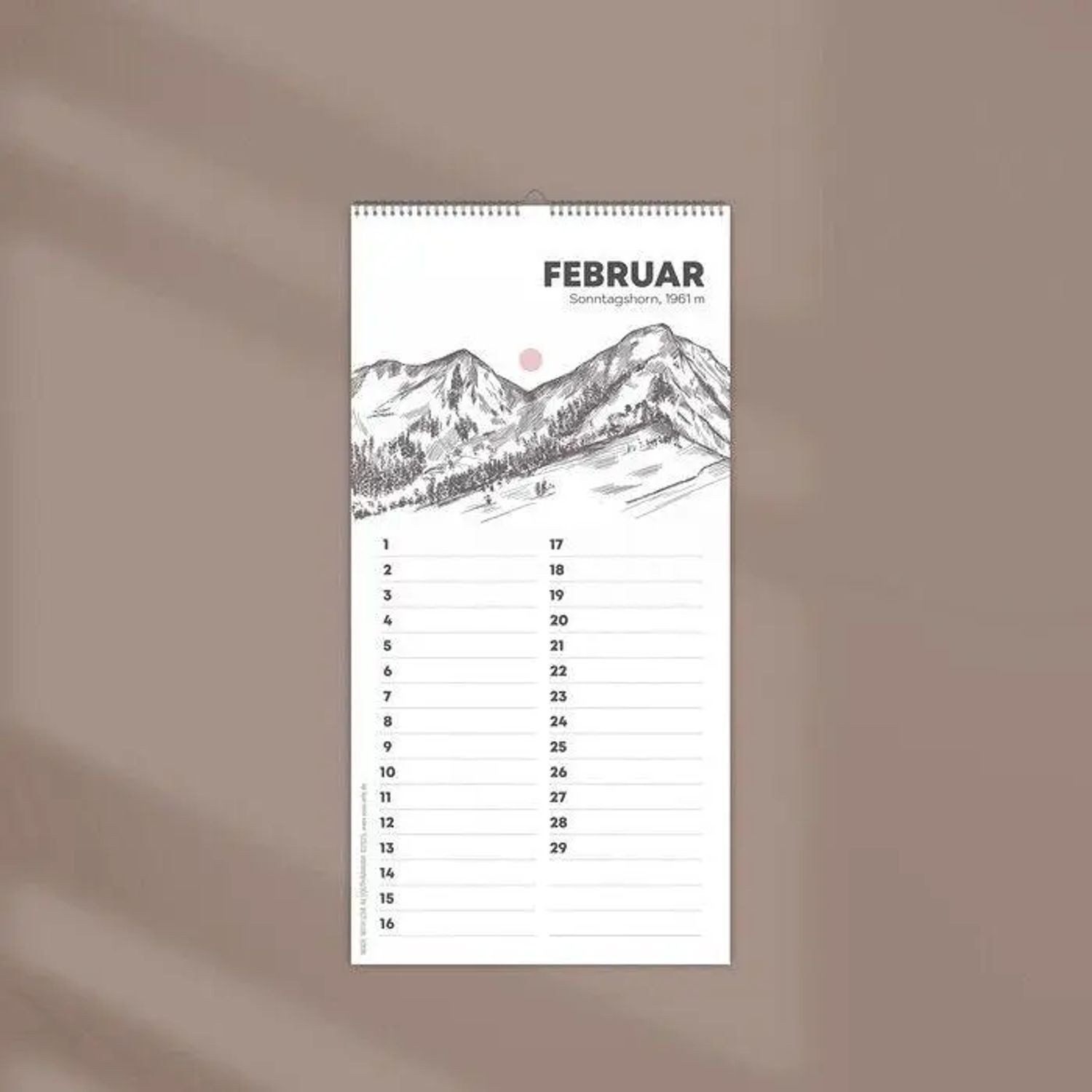 Nova Wandkalender Kleiner Geburtstagskalender "Chiemgauer Alpen", ohne Jahreszahl