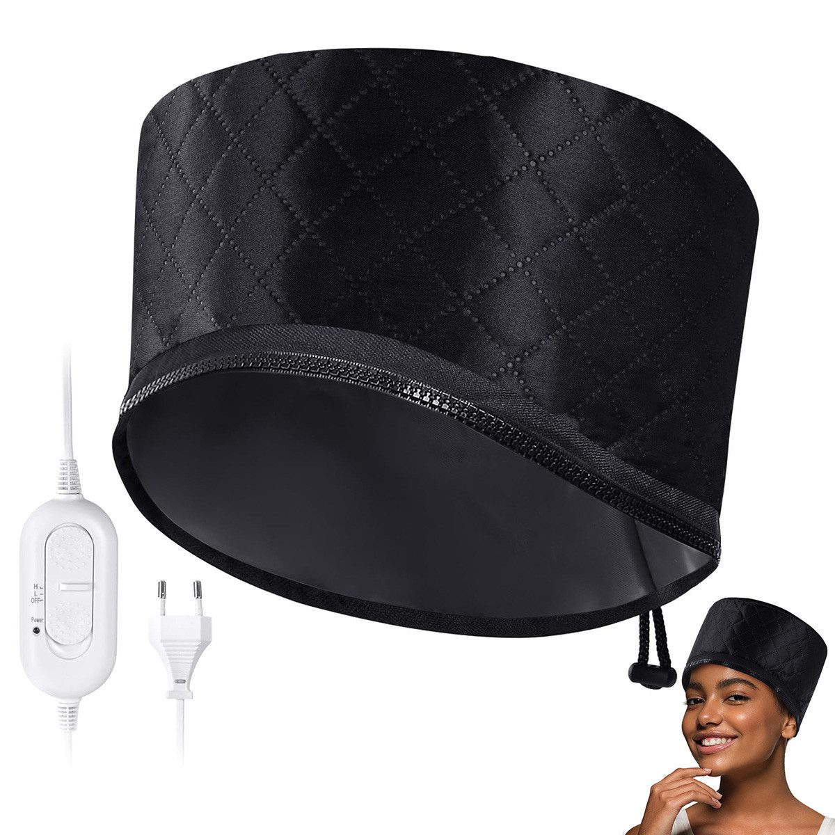 Welikera Haartrockenhaube Elektrische Haarpflege Kappe,Haarheizkappe für Tiefenpflegemittel, Zwei Heizstufen,gleichmäßige Erwärmung und Überhitzungsschutz