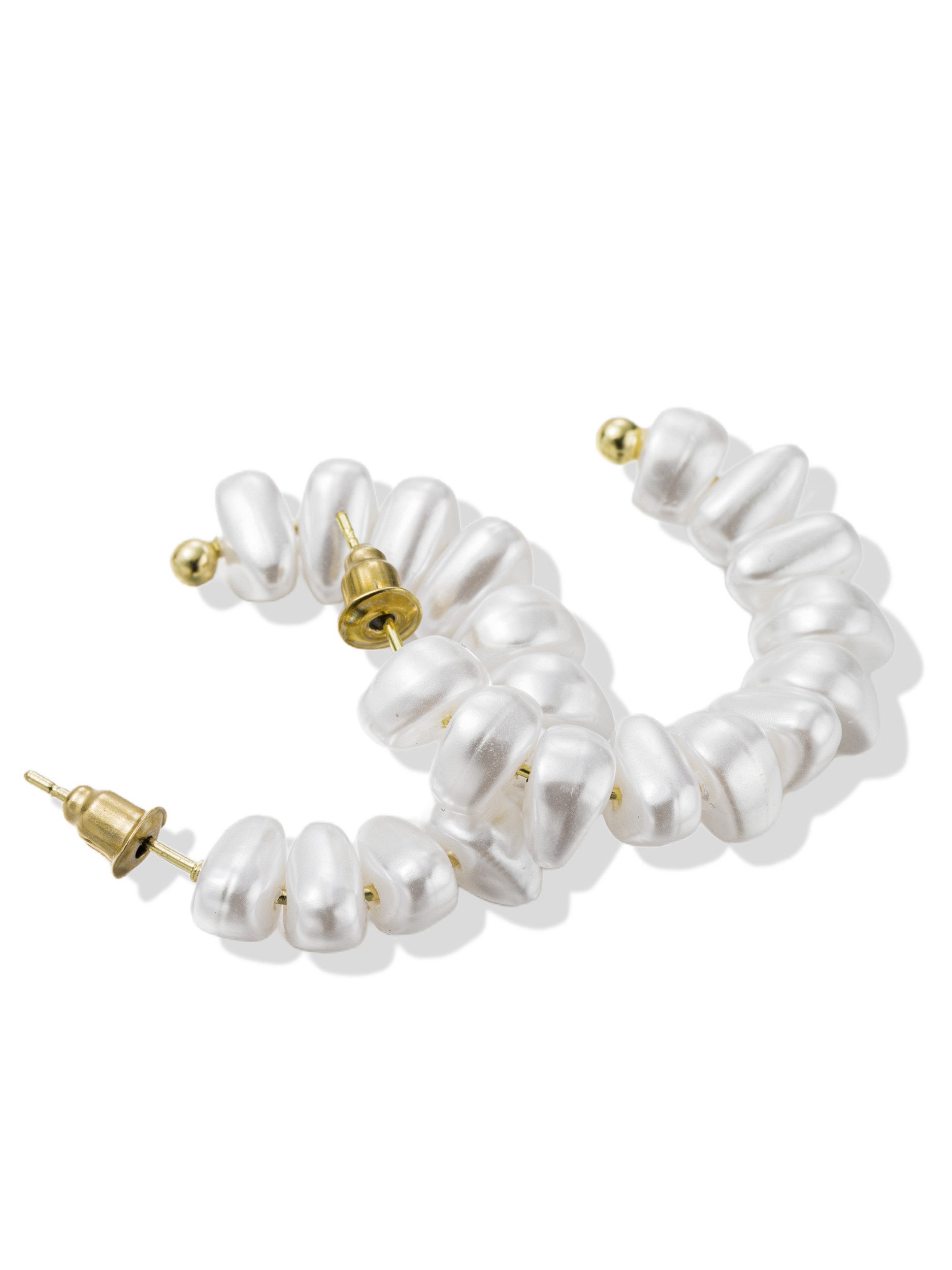 Aniston JEWELRY & WATCHES Paar Creolen Schmuck Geschenk Kupfer Ohrschmuck Ohrringe Zierperlen, Made in Germany - mit Perle (imitiert)
