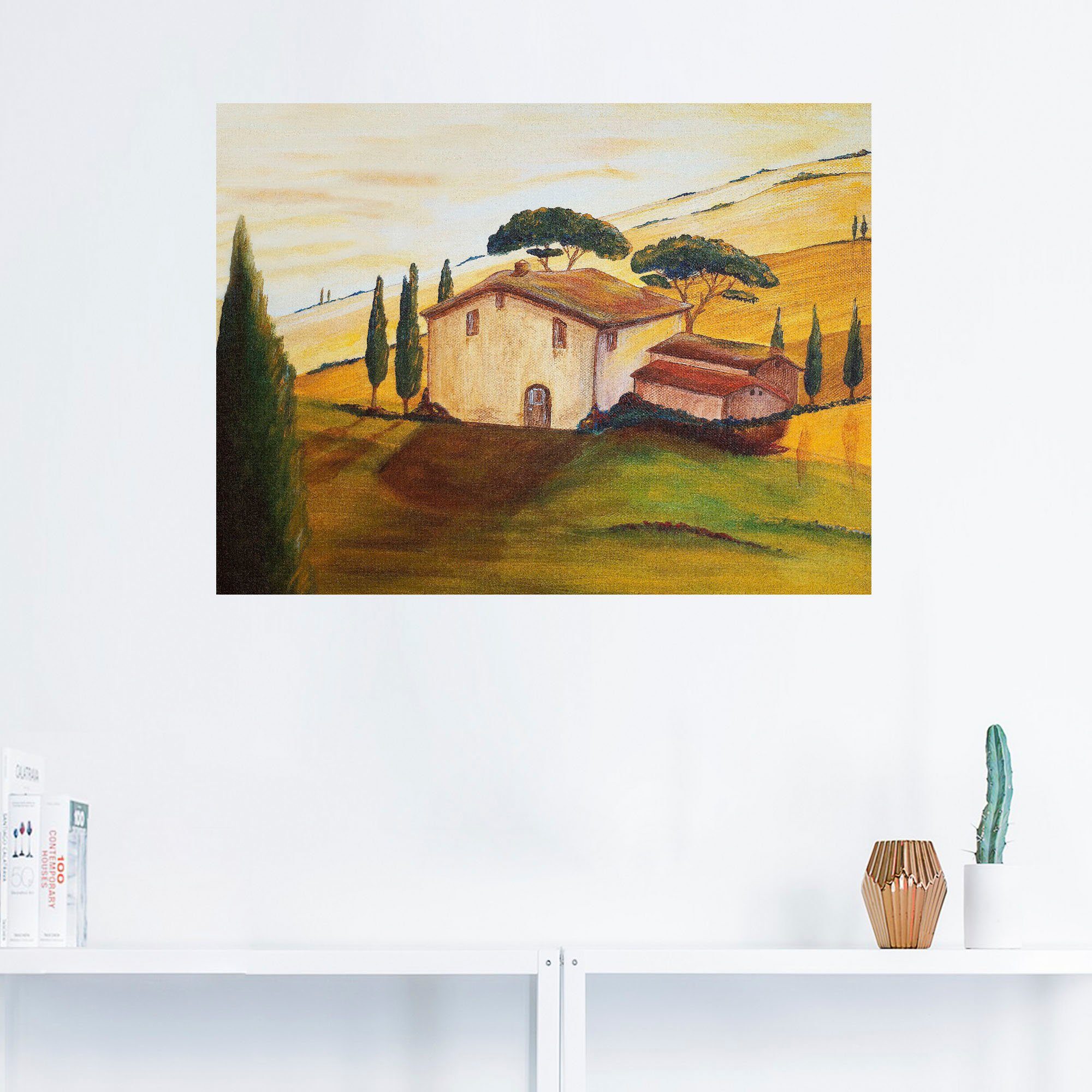 Artland (1 St), oder Leinwandbild, Sonnenblumen Wandaufkleber Wandbild Toskana Größen versch. Berge der Poster in in als (Ausschnitt),