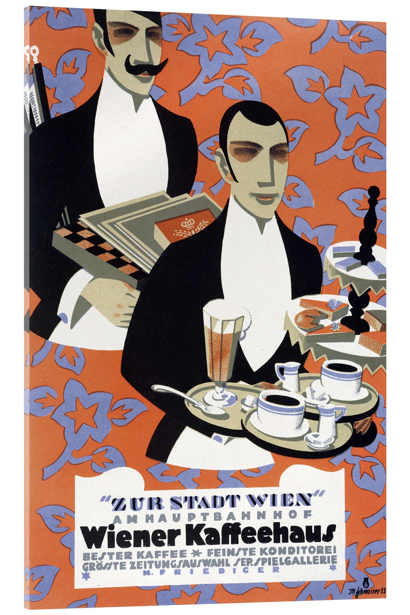 Posterlounge Acrylglasbild Max Schwarzer, Wiener Kaffeehaus, Küche Modern Illustration